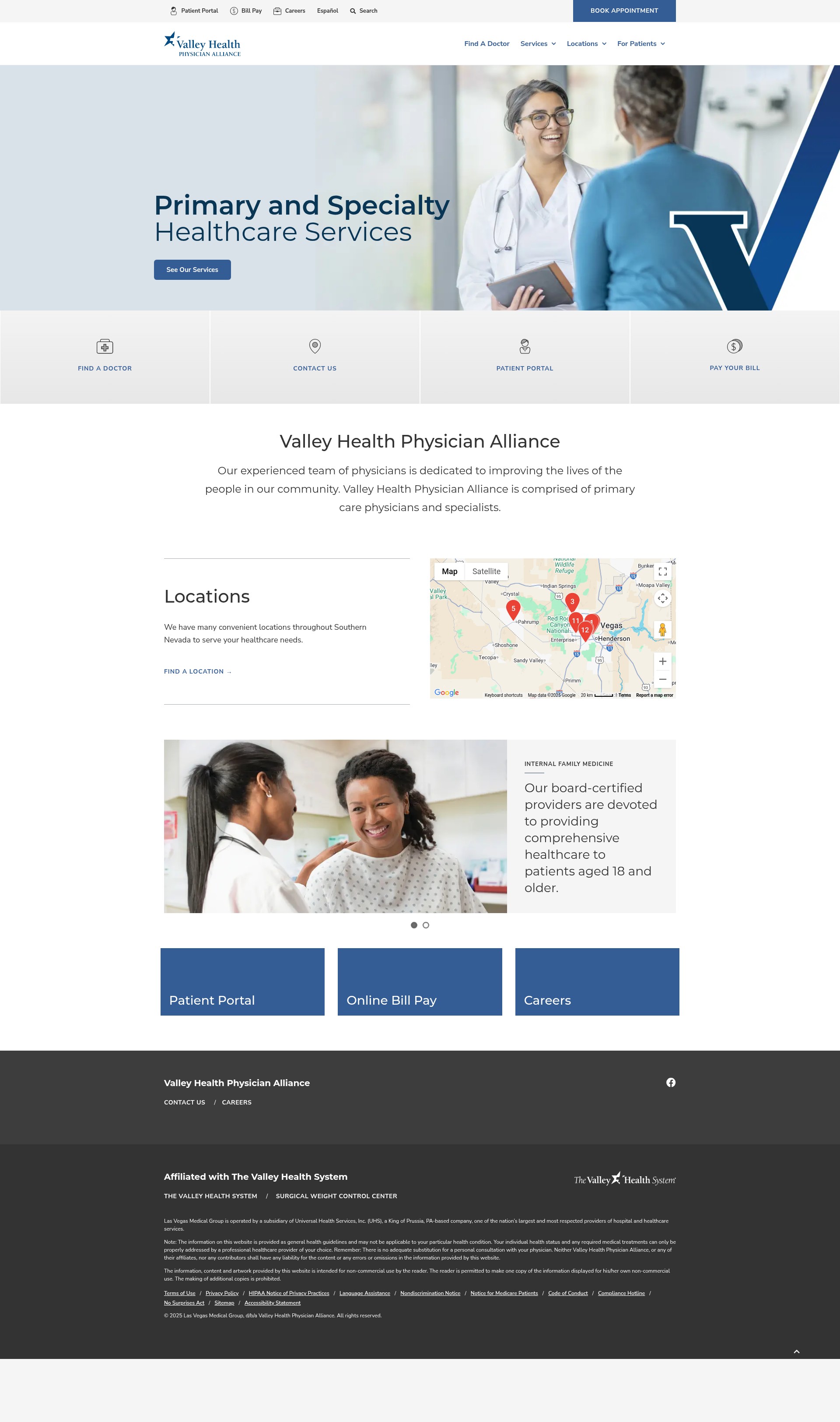 Screenshot of valleyhealthphysicians.com
