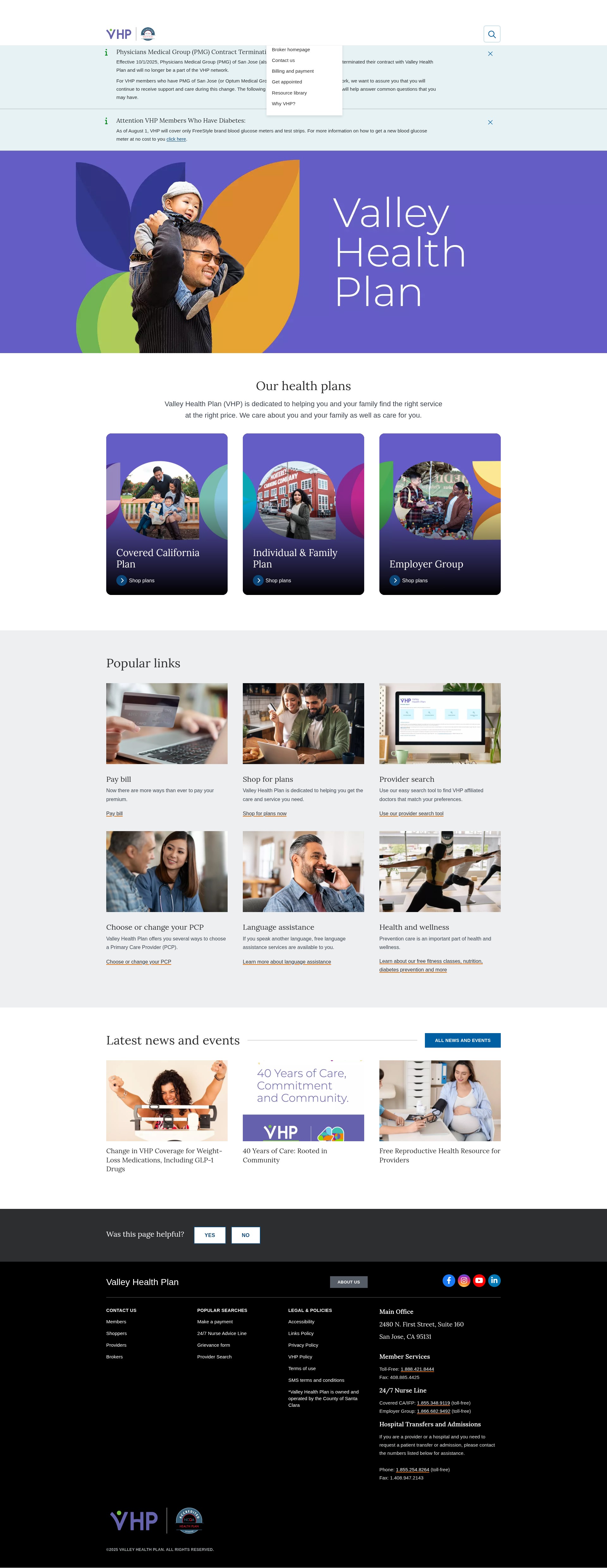 Screenshot of valleyhealthplan.org