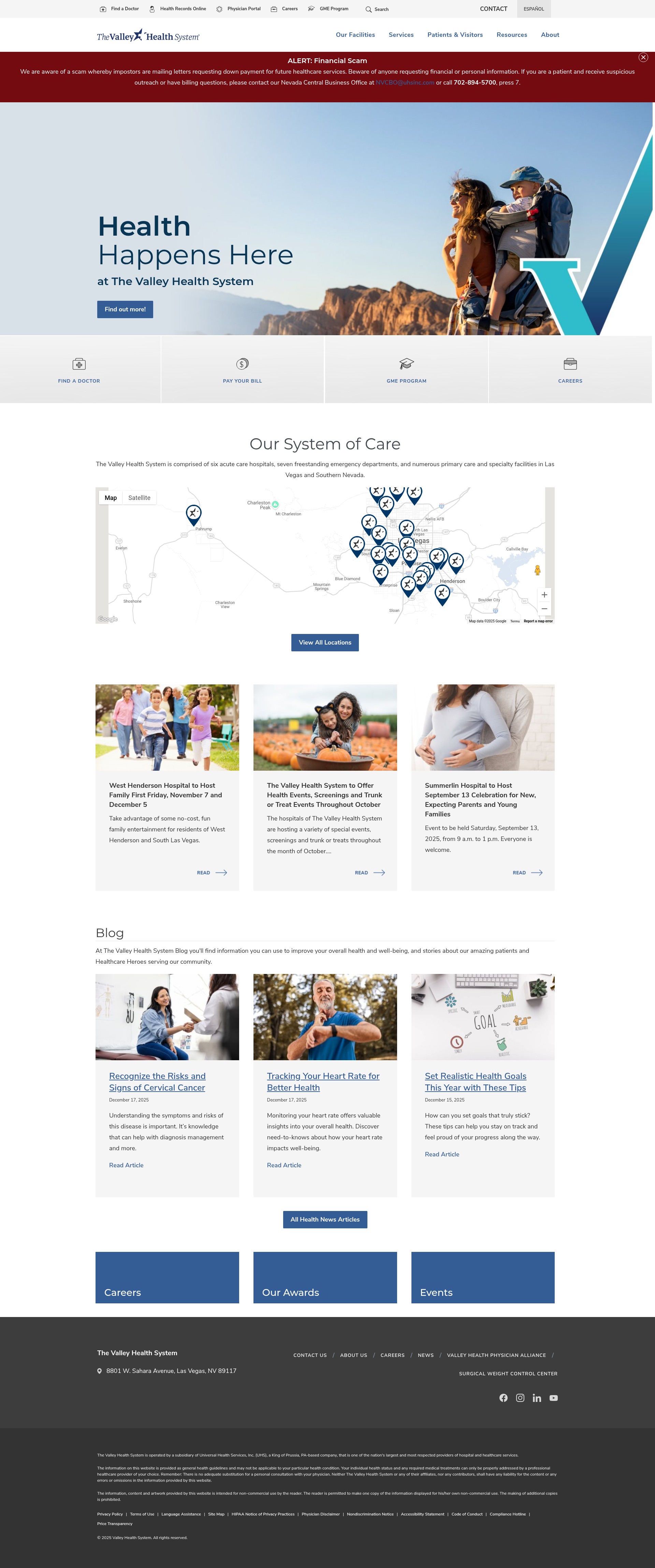 Screenshot of valleyhealthsystemlv.com