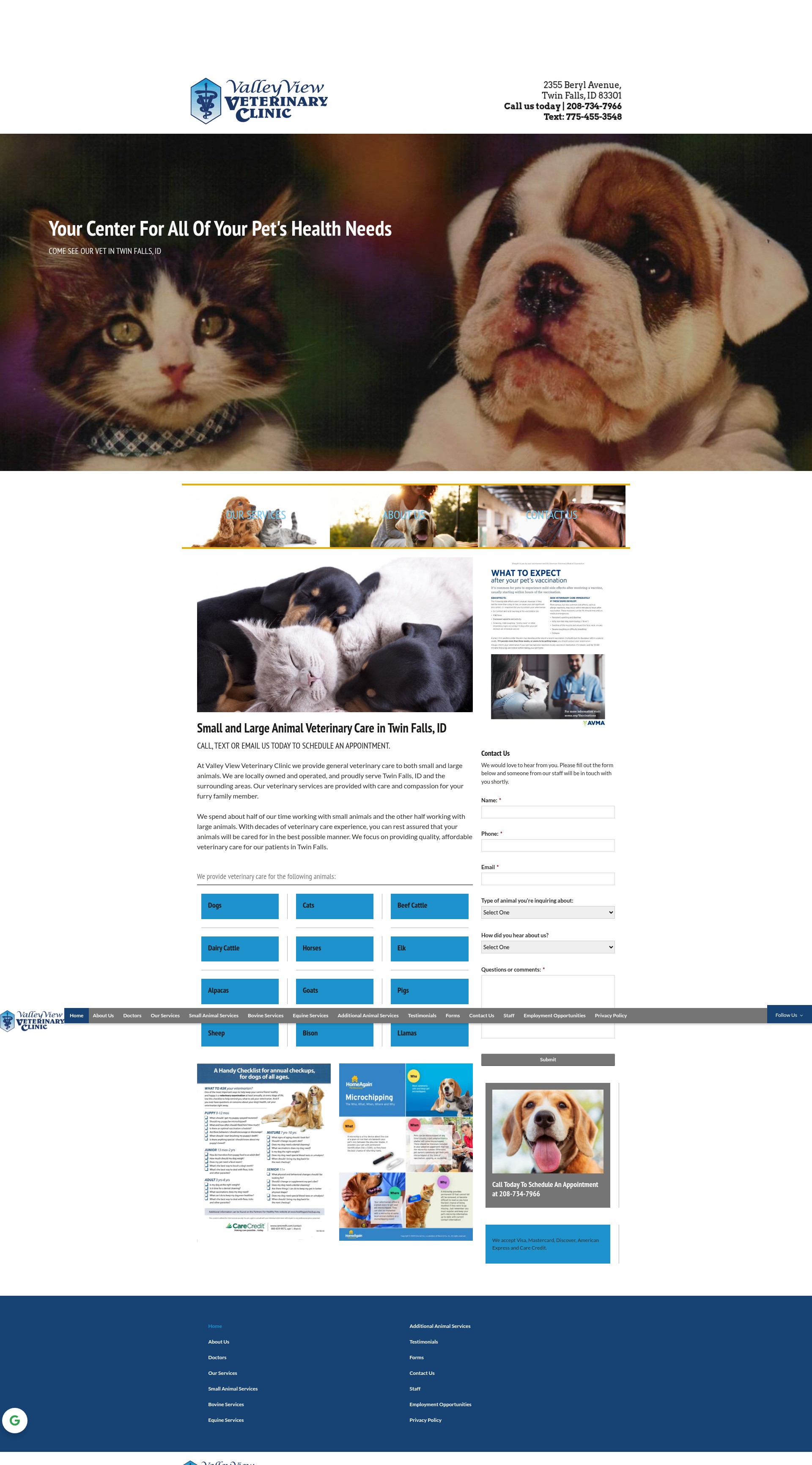 Screenshot of valleyviewvettwinfalls.com