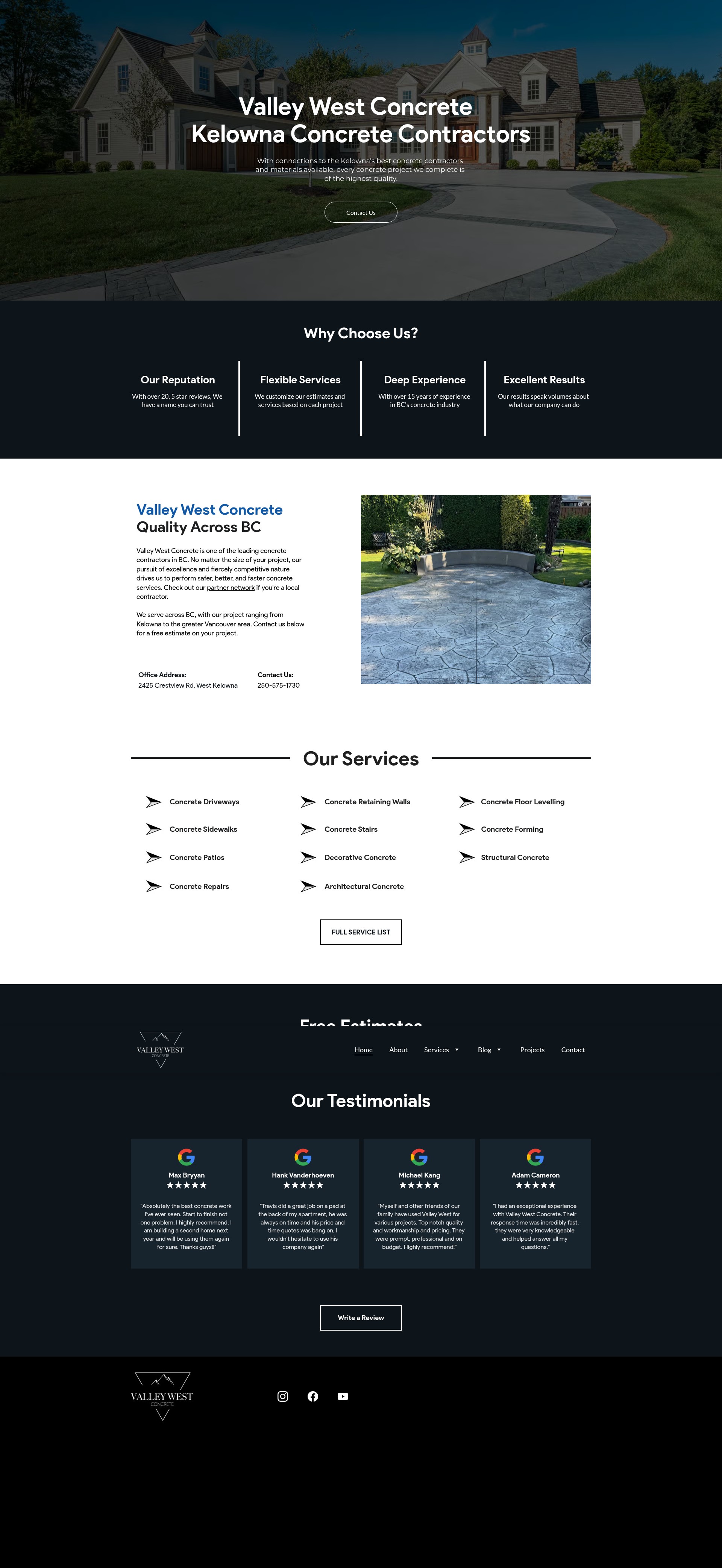 Screenshot of valleywestconcrete.ca