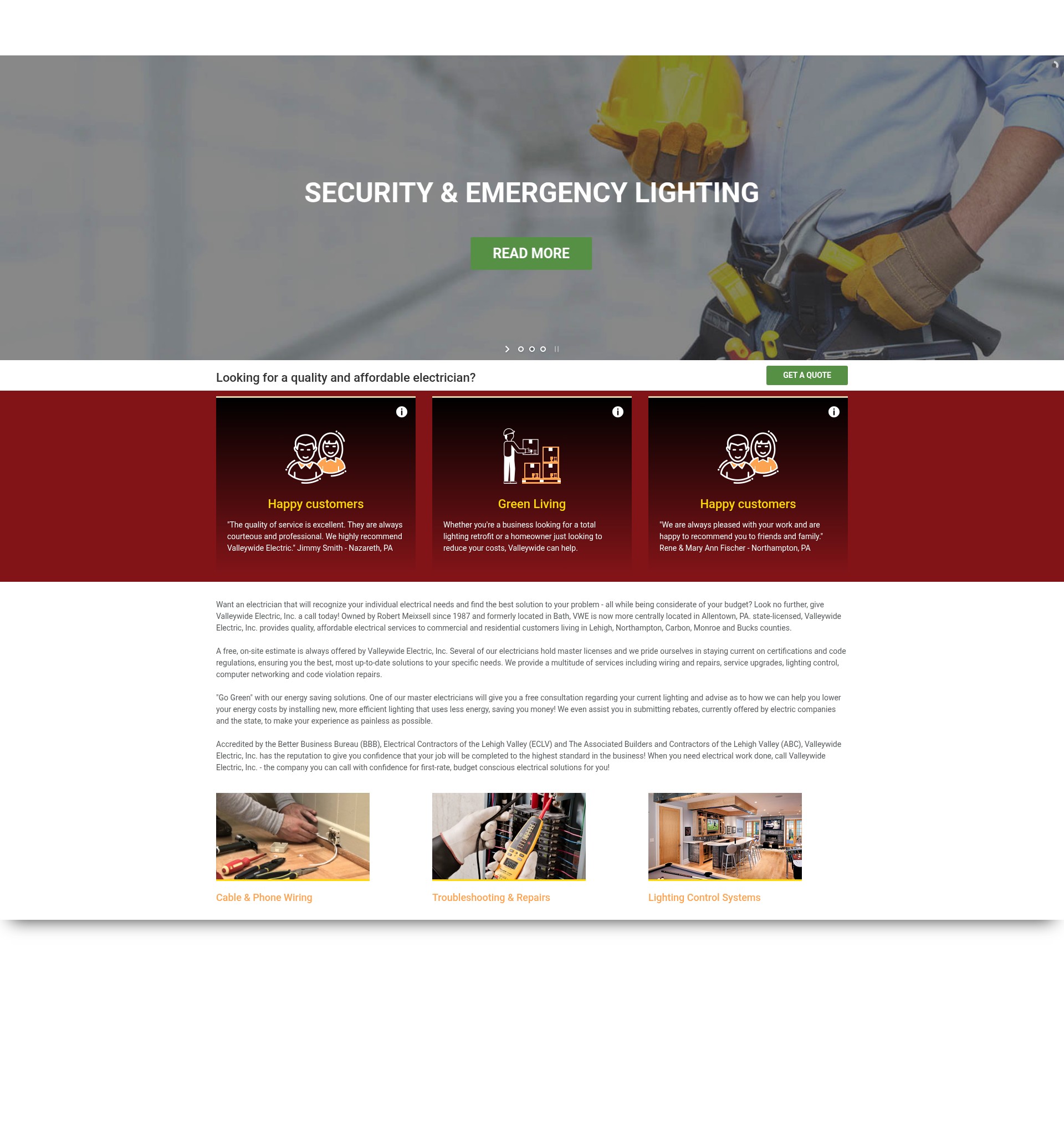 Screenshot of valleywideelectric.com