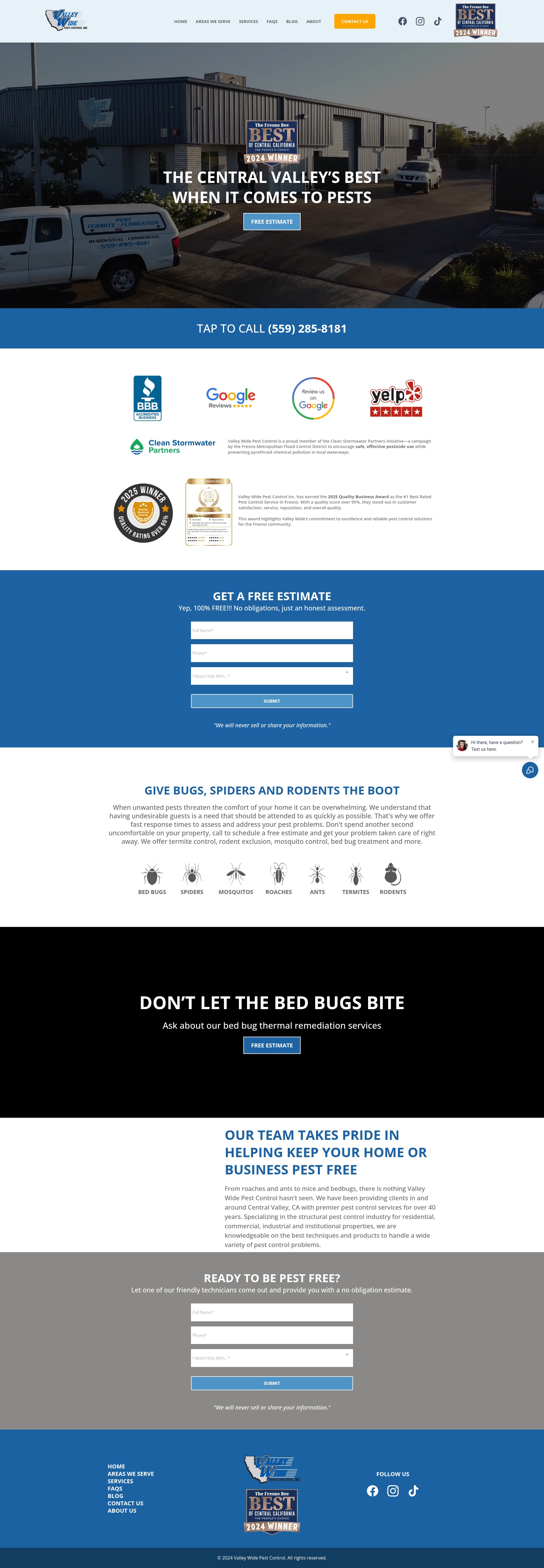 Screenshot of valleywidepest.com