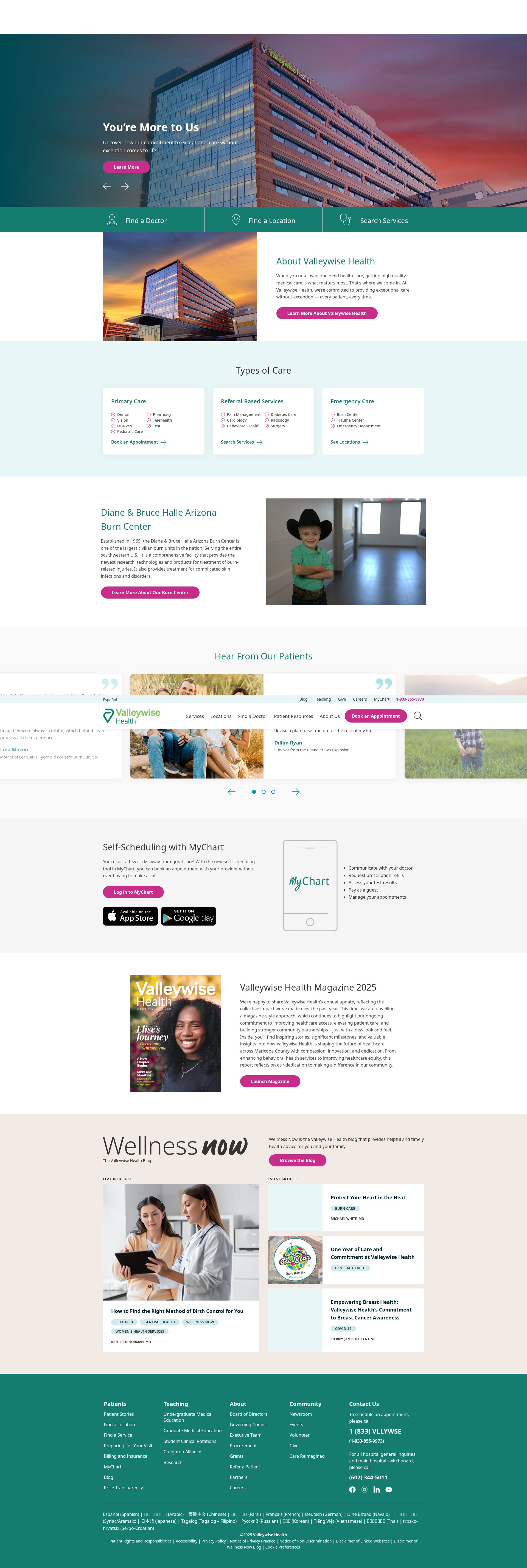 Screenshot of valleywisehealth.org