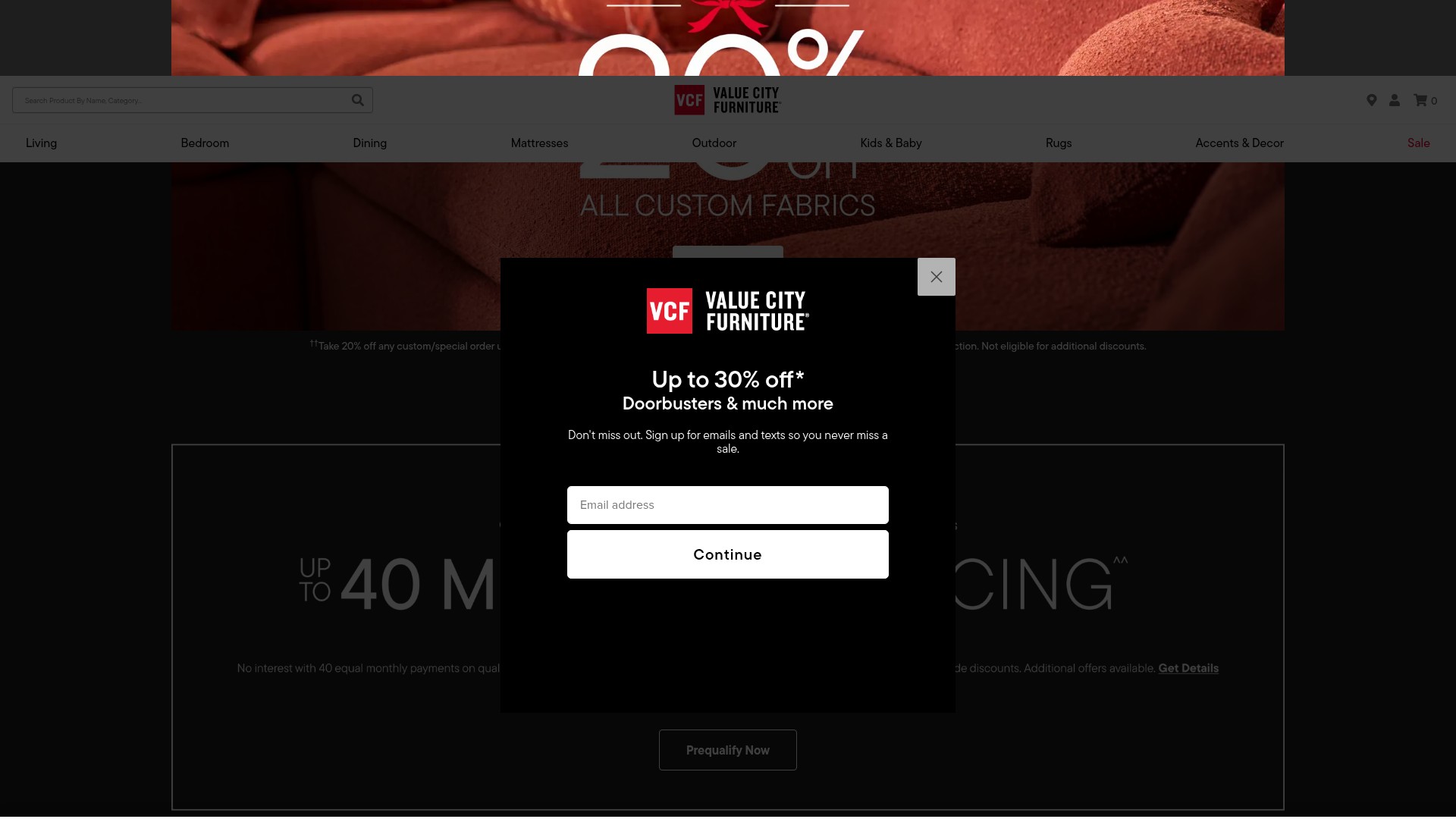 Screenshot of valuecityfurniture.com