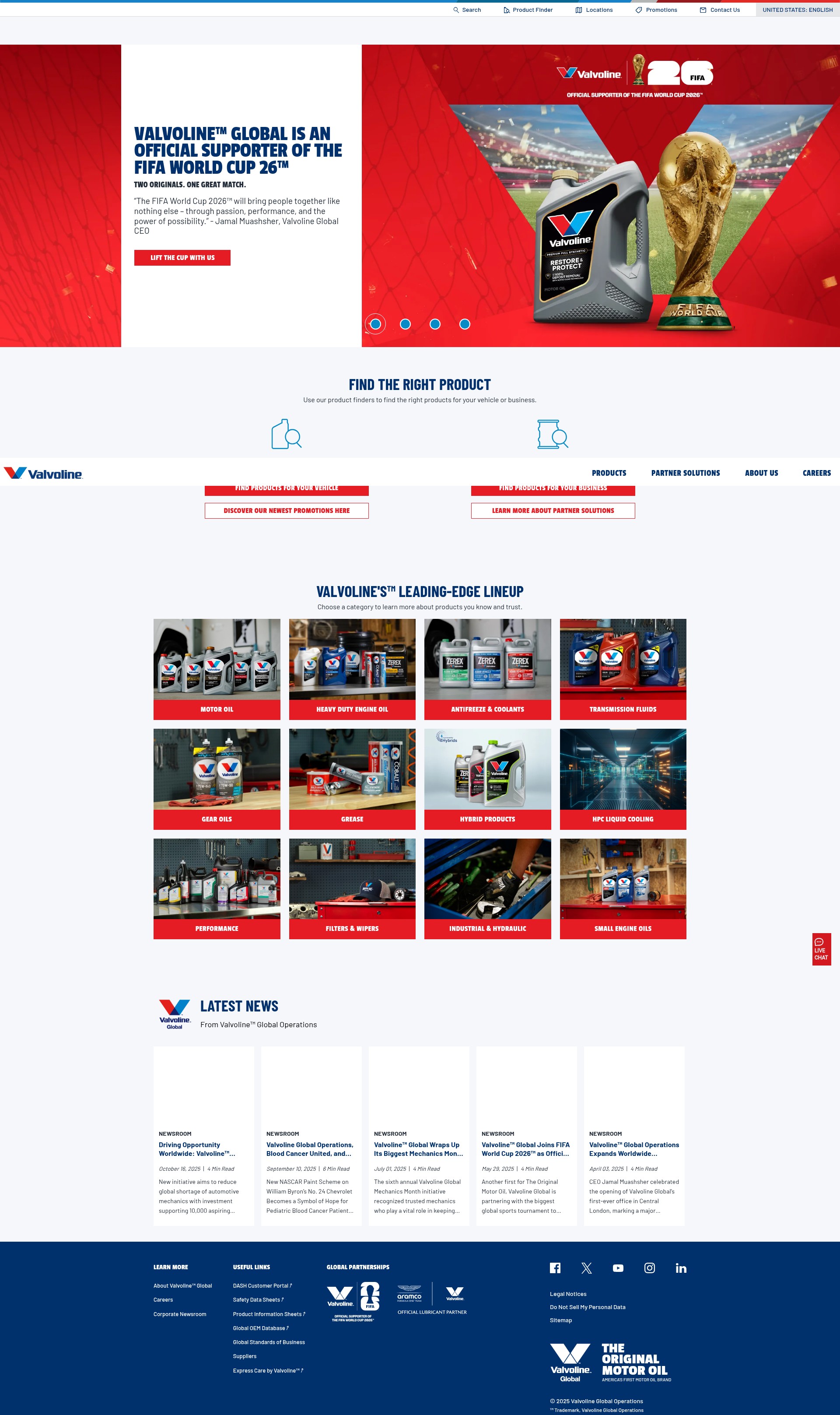 Screenshot of valvolineglobal.com