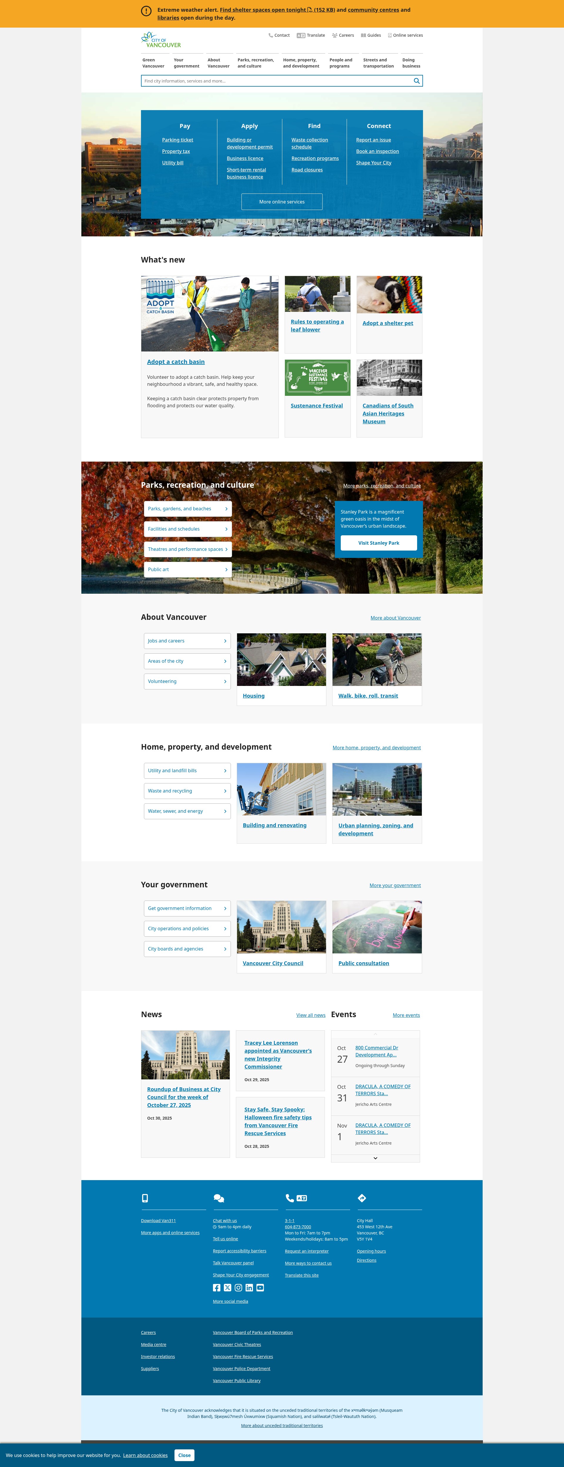 Screenshot of vancouver.ca