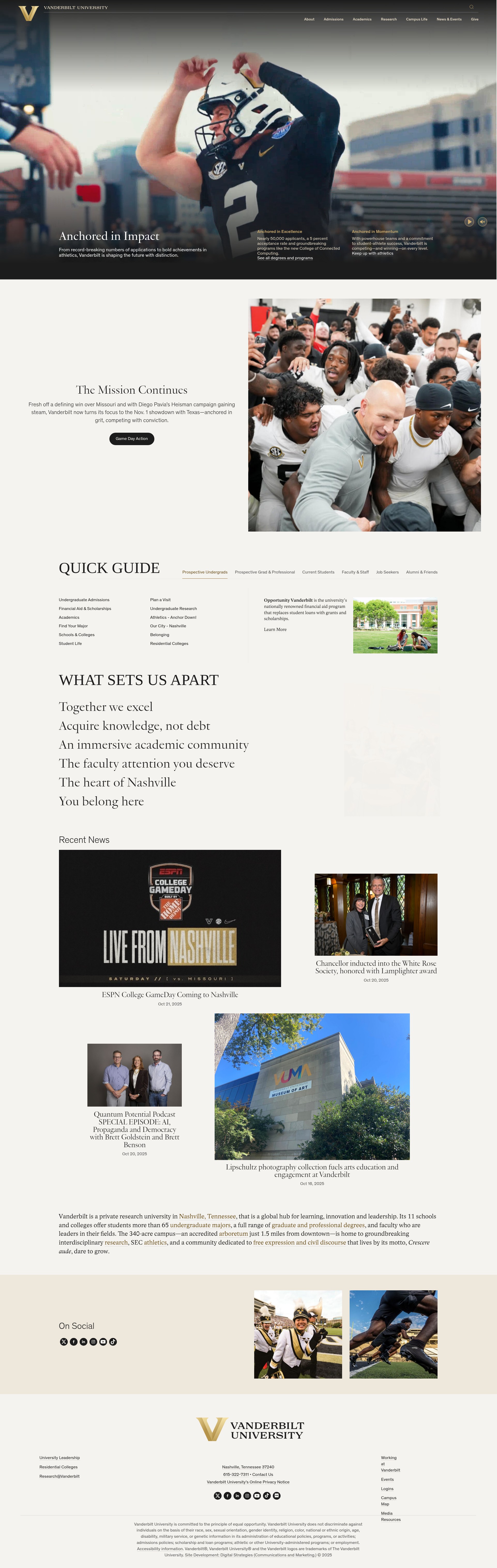 Screenshot of vanderbilt.edu