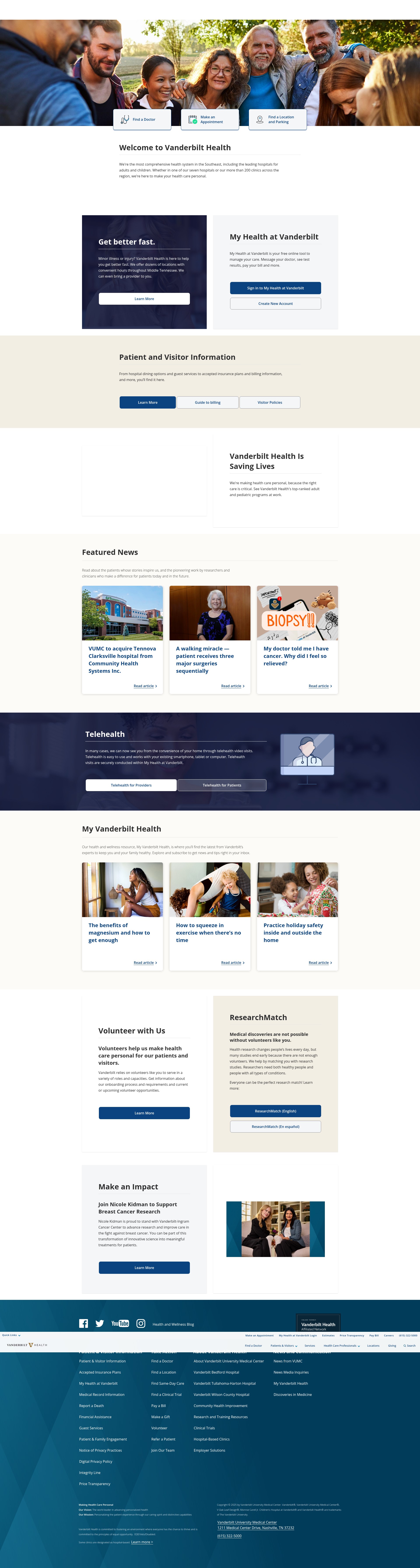 Screenshot of vanderbilthealth.com
