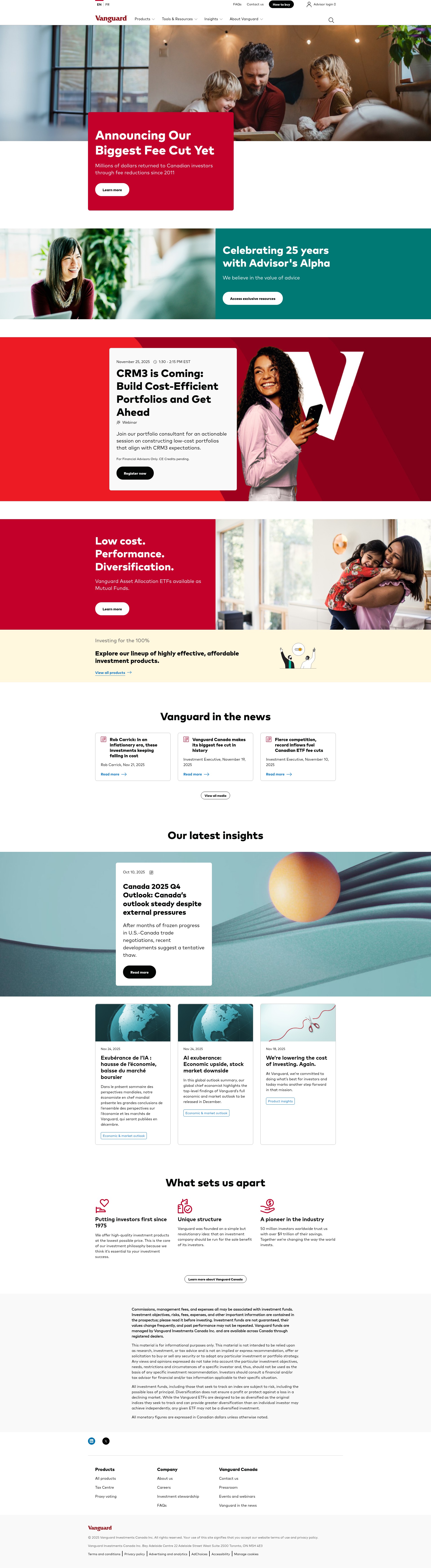 Screenshot of vanguard.ca