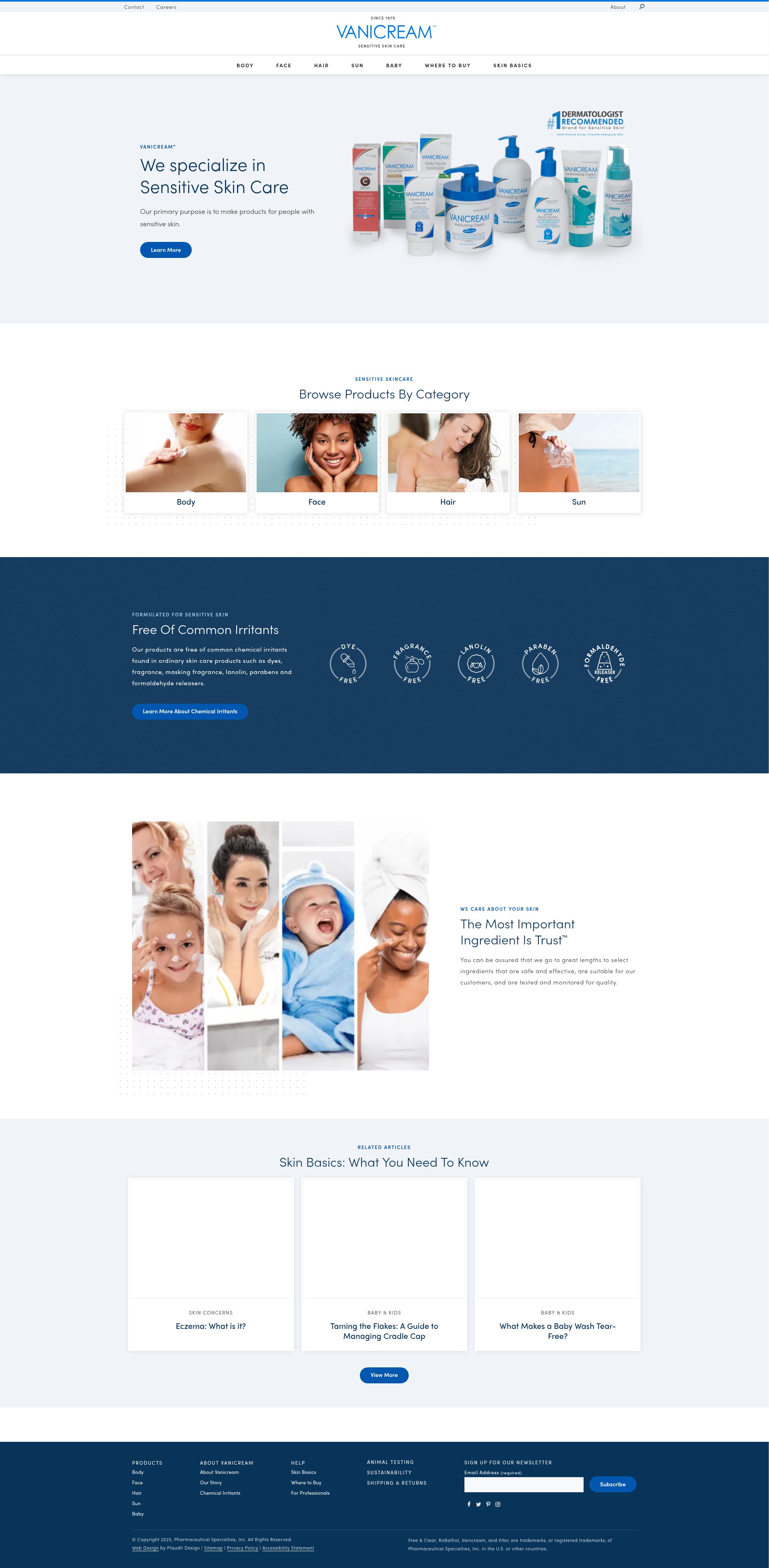 Screenshot of vanicream.com