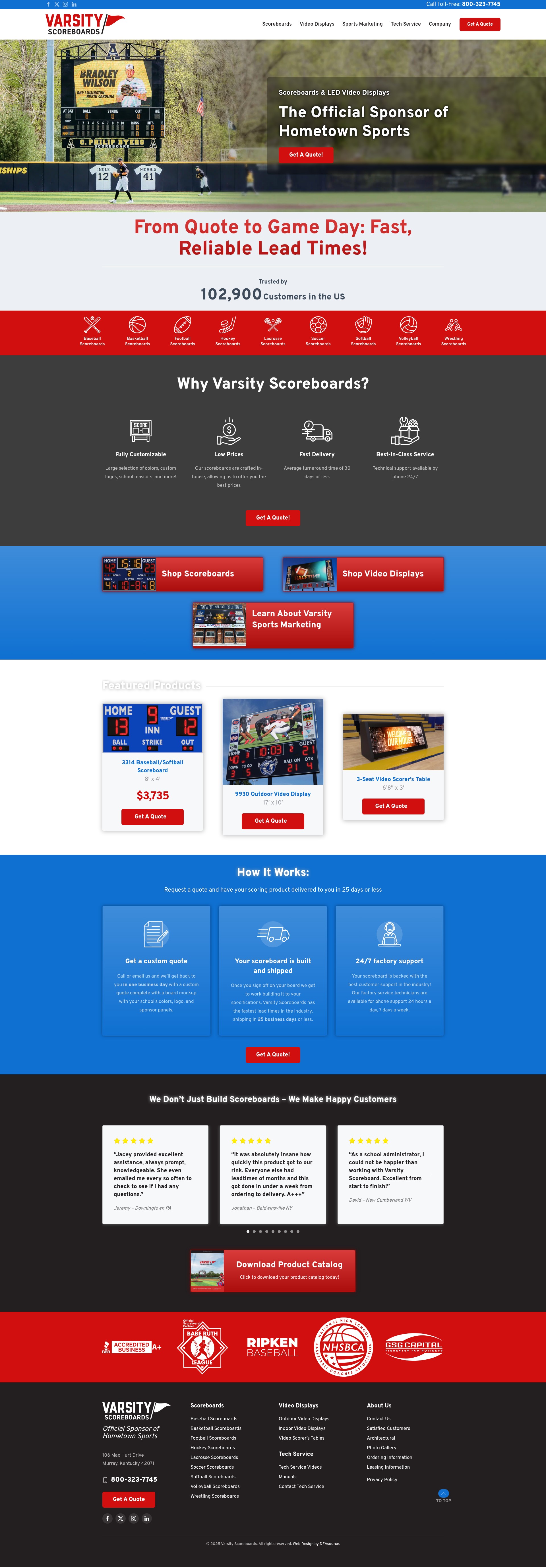 Screenshot of varsityscoreboards.com