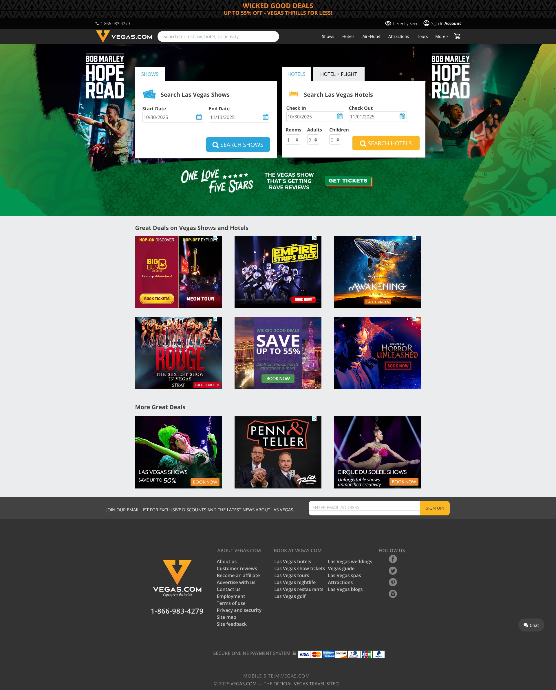 Screenshot of vegas.com
