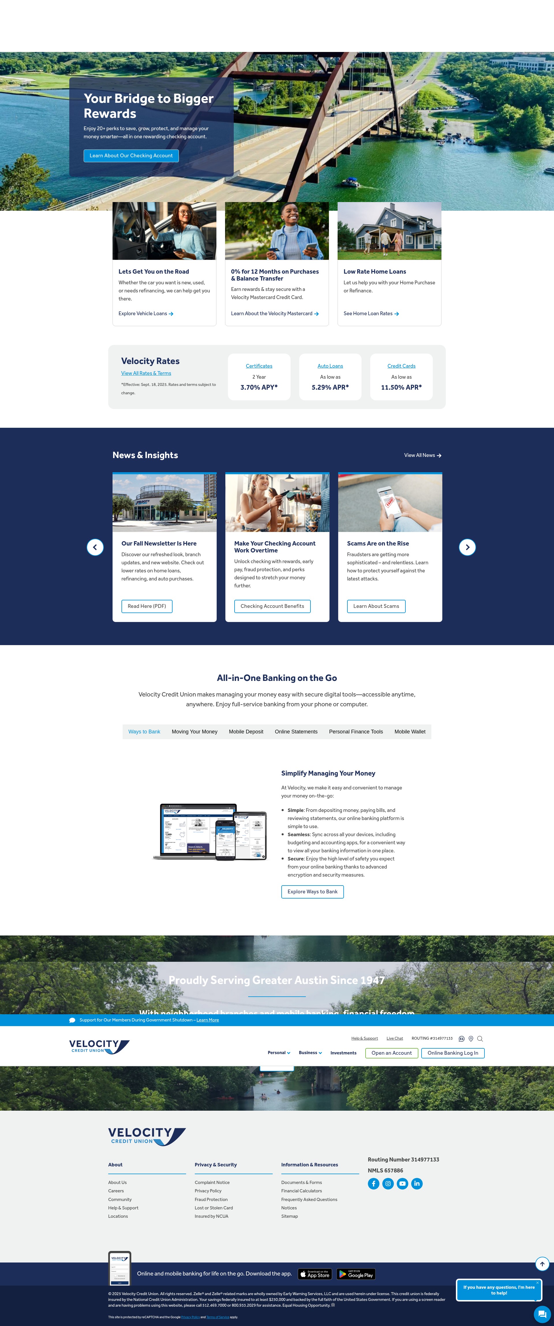 Screenshot of velocitycu.com