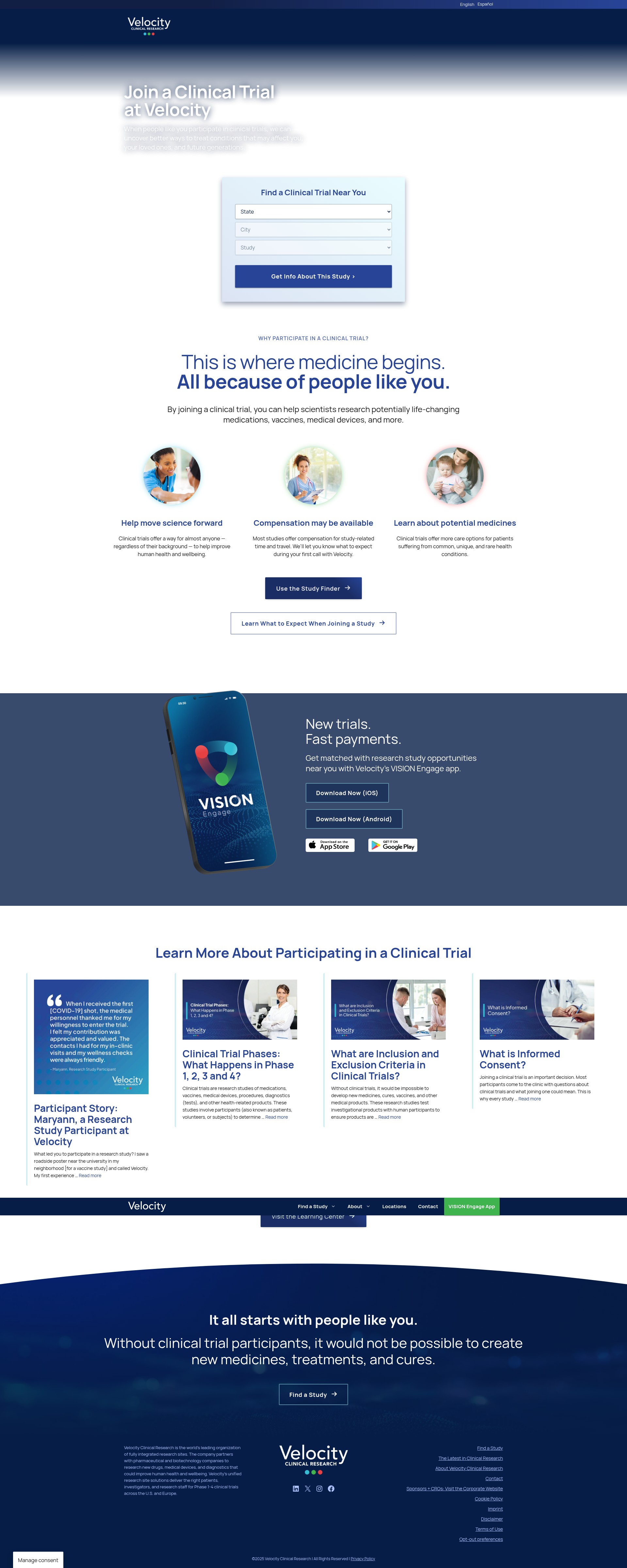 Screenshot of velocitypatients.com