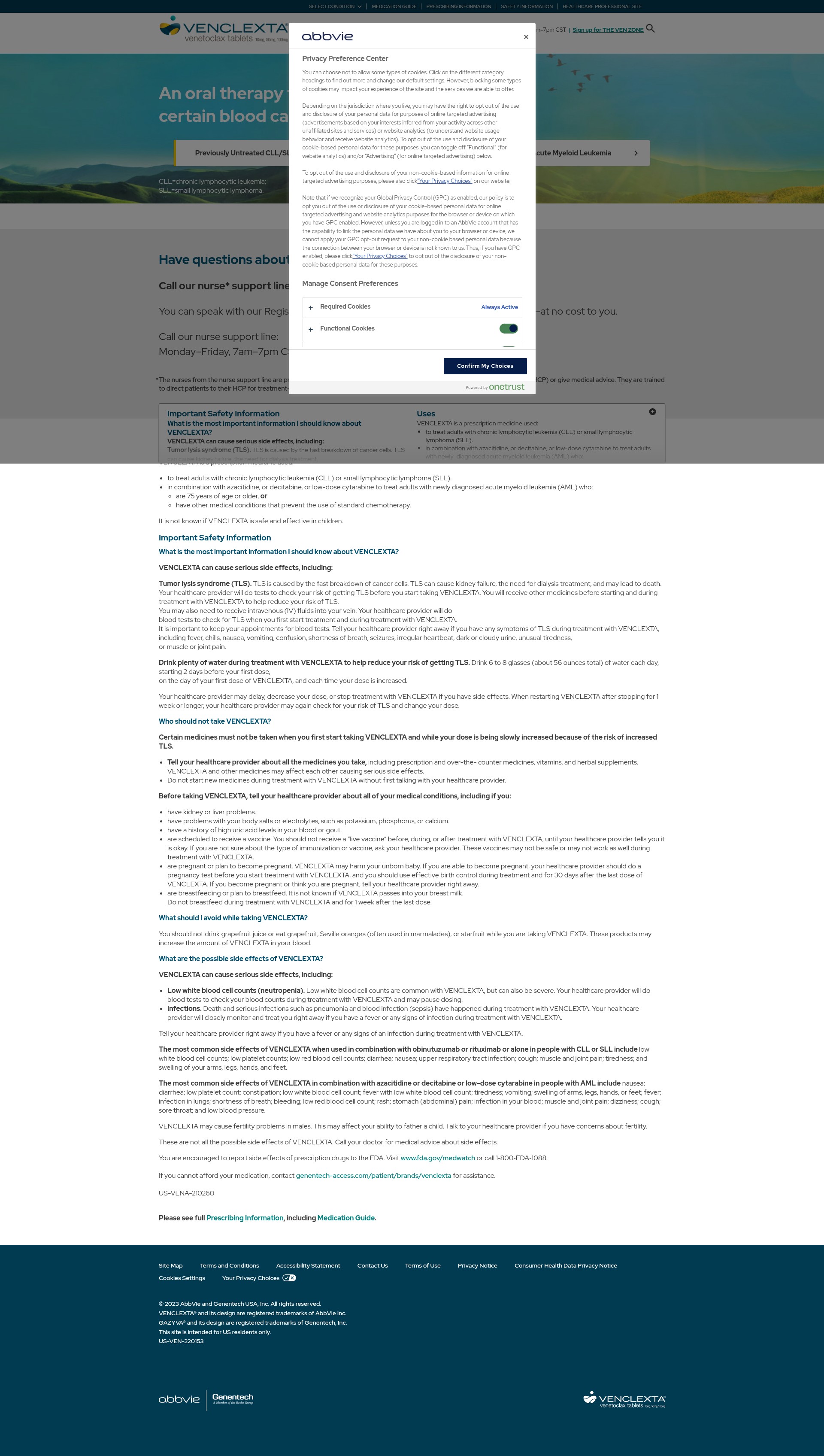 Screenshot of venclexta.com