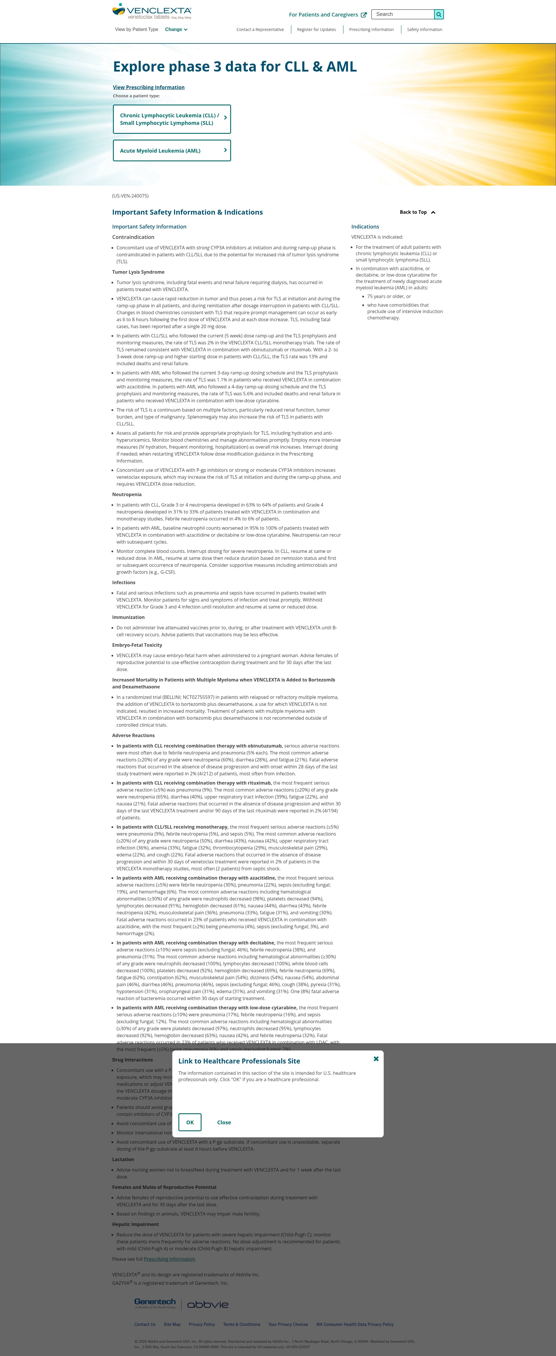 Screenshot of venclextahcp.com