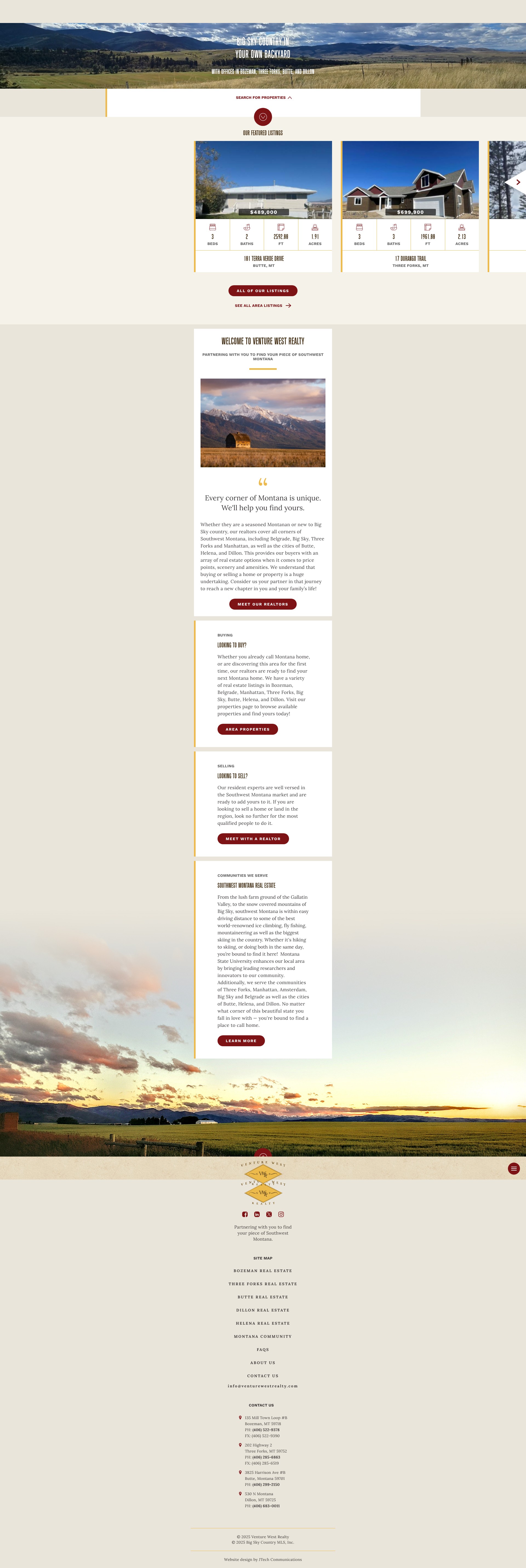 Screenshot of venturewestrealty.com