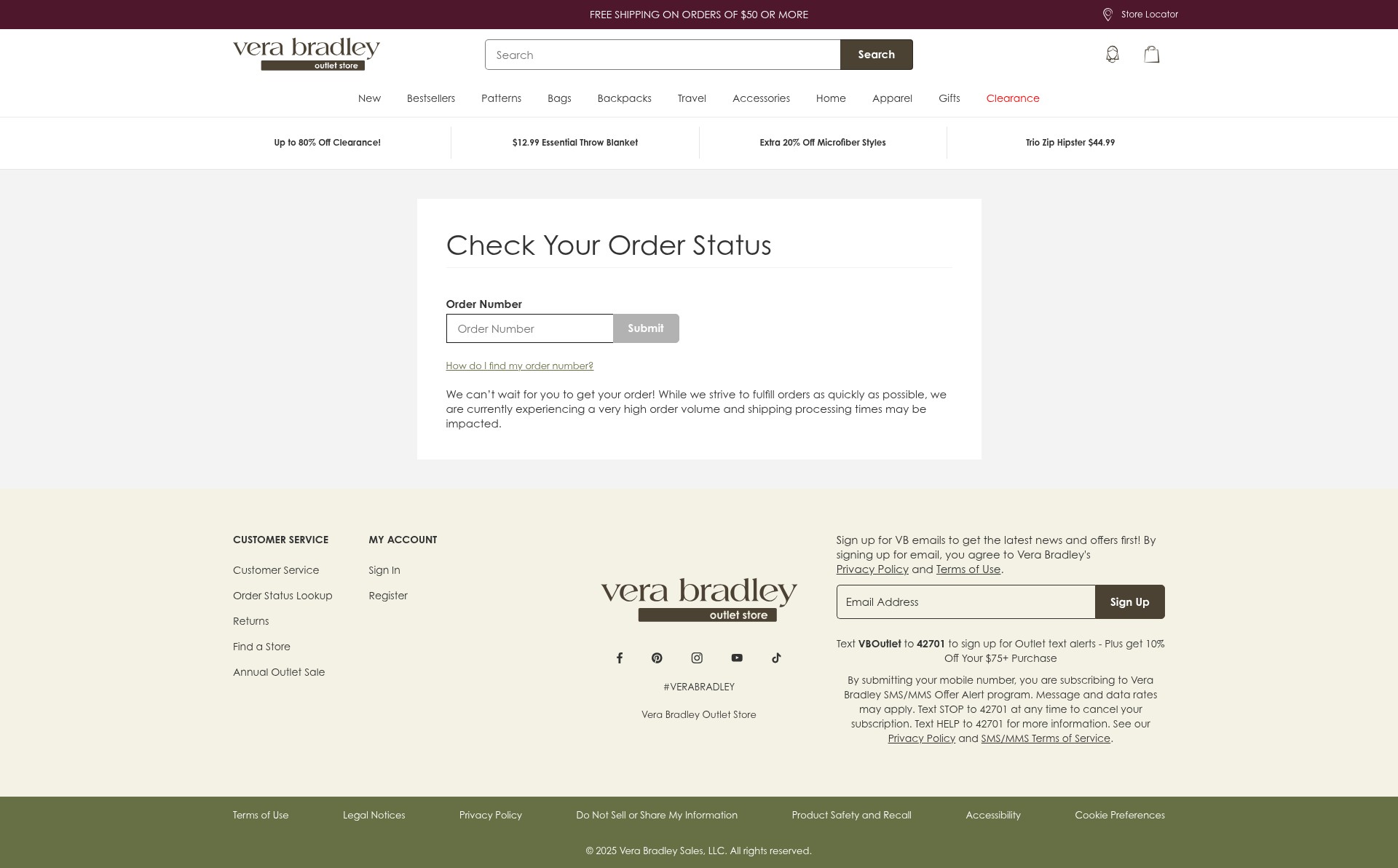 Screenshot of verabradleyoutlet.com