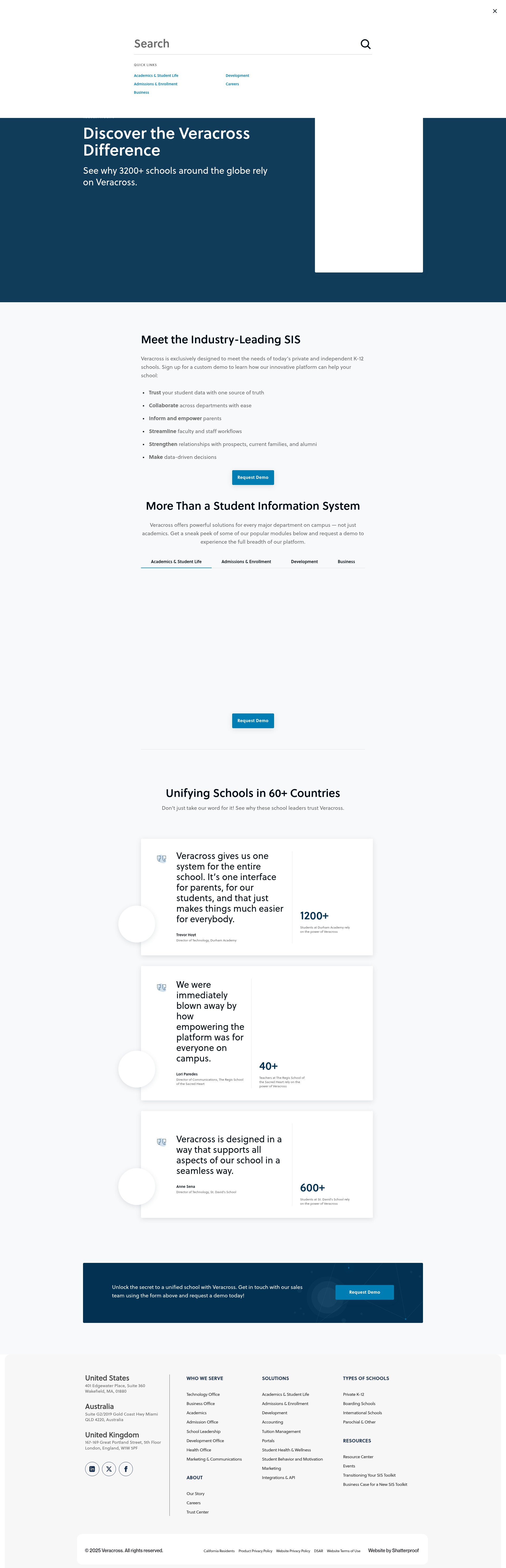 Screenshot of veracross.com