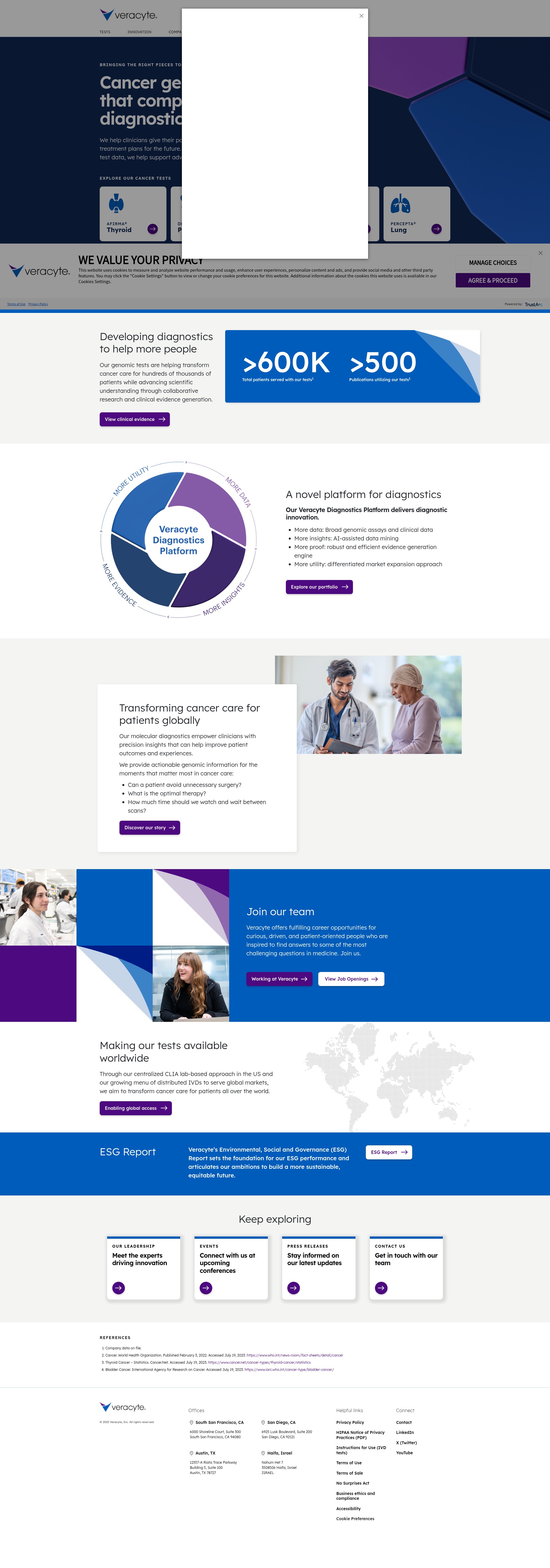 Screenshot of veracyte.com