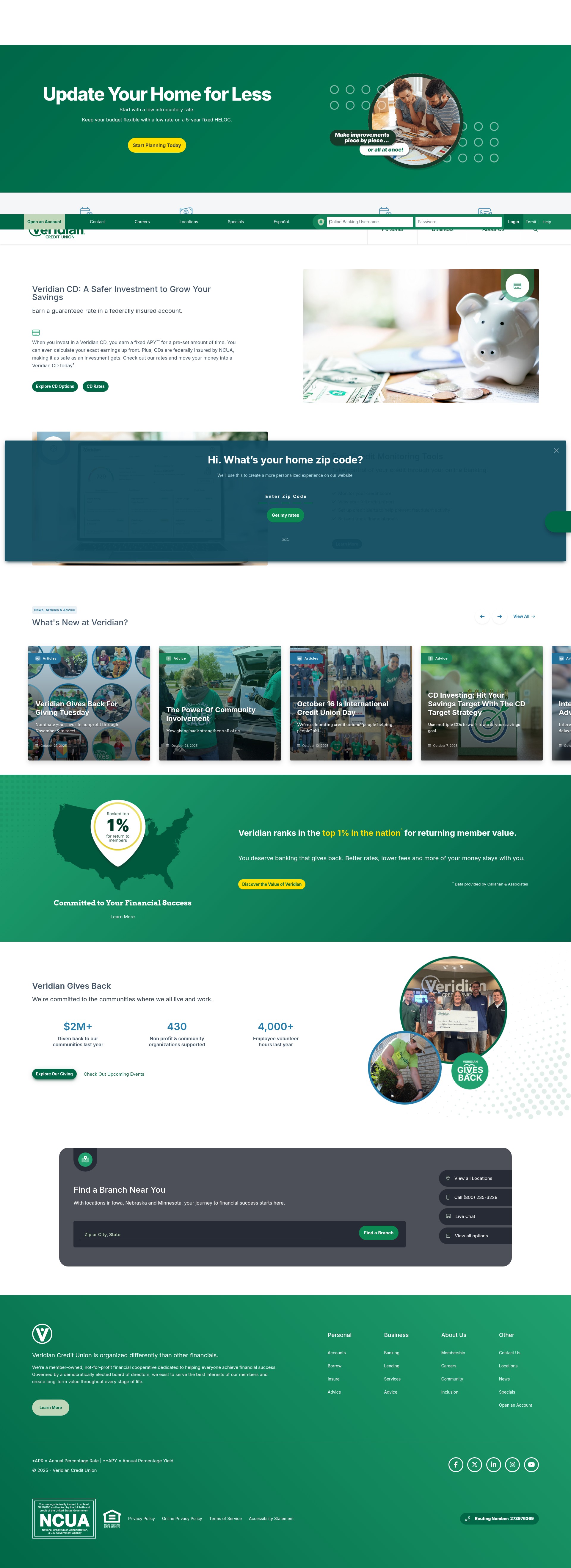 Screenshot of veridiancu.org