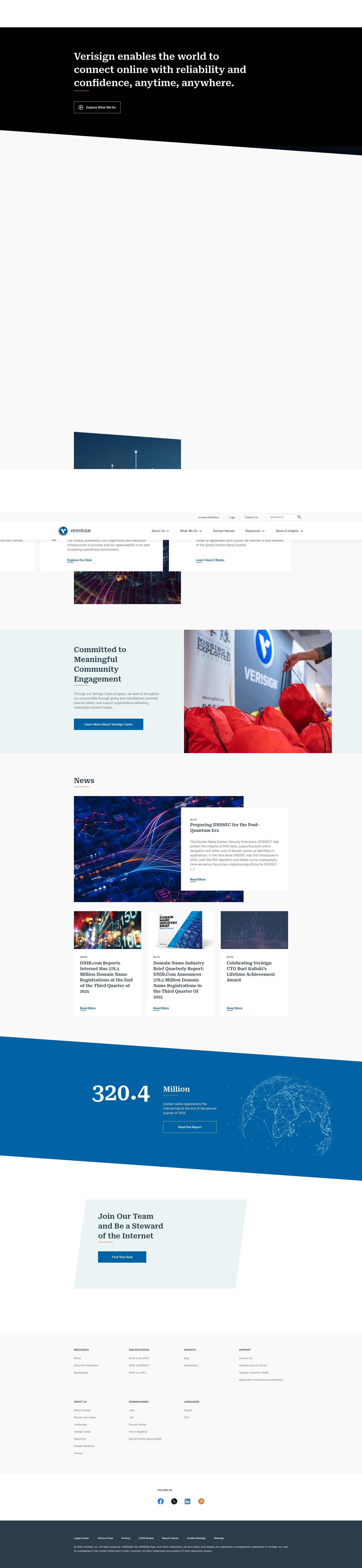 Screenshot of verisign.com