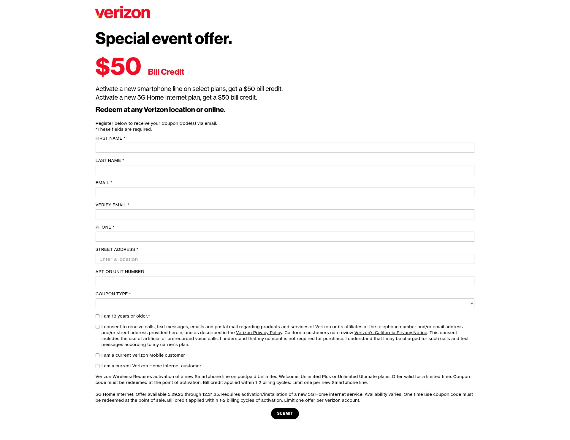 Screenshot of verizon-digital-coupon.thismomentone.com