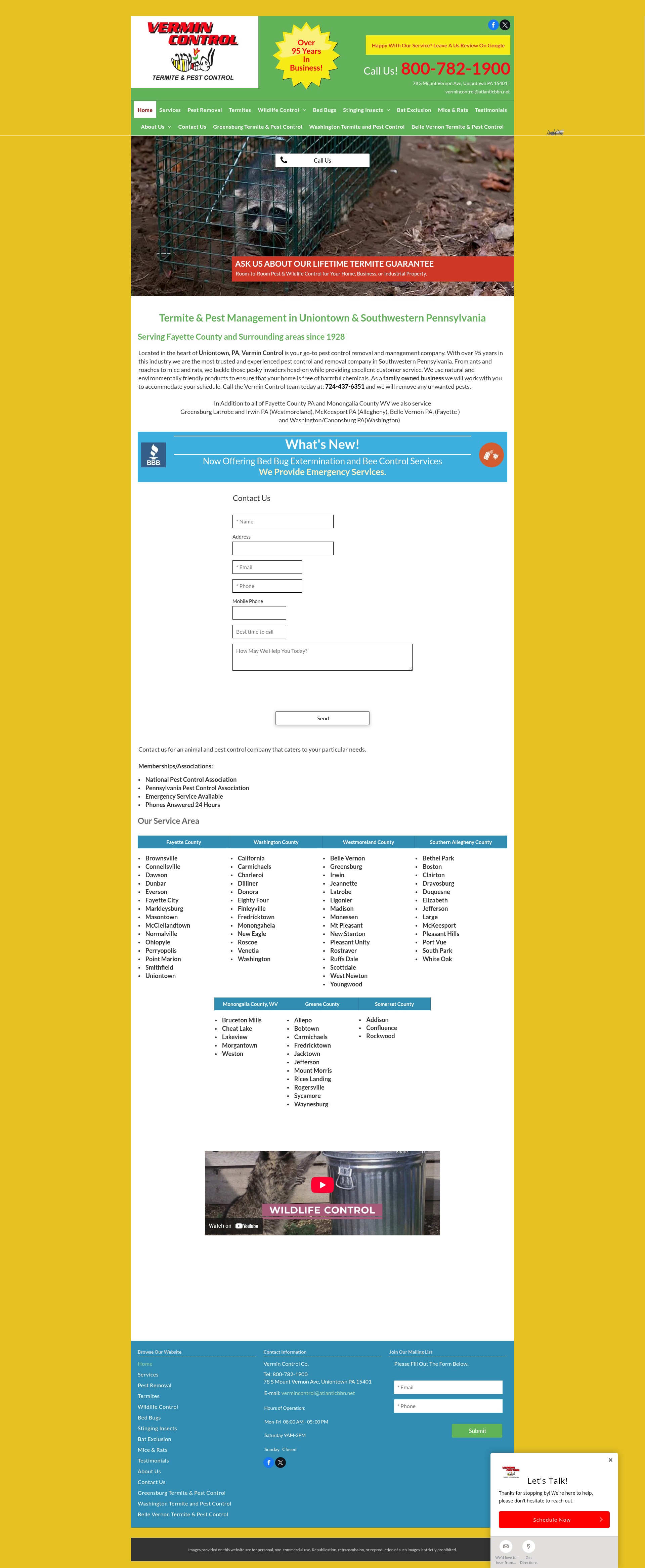 Screenshot of vermincontrol.com