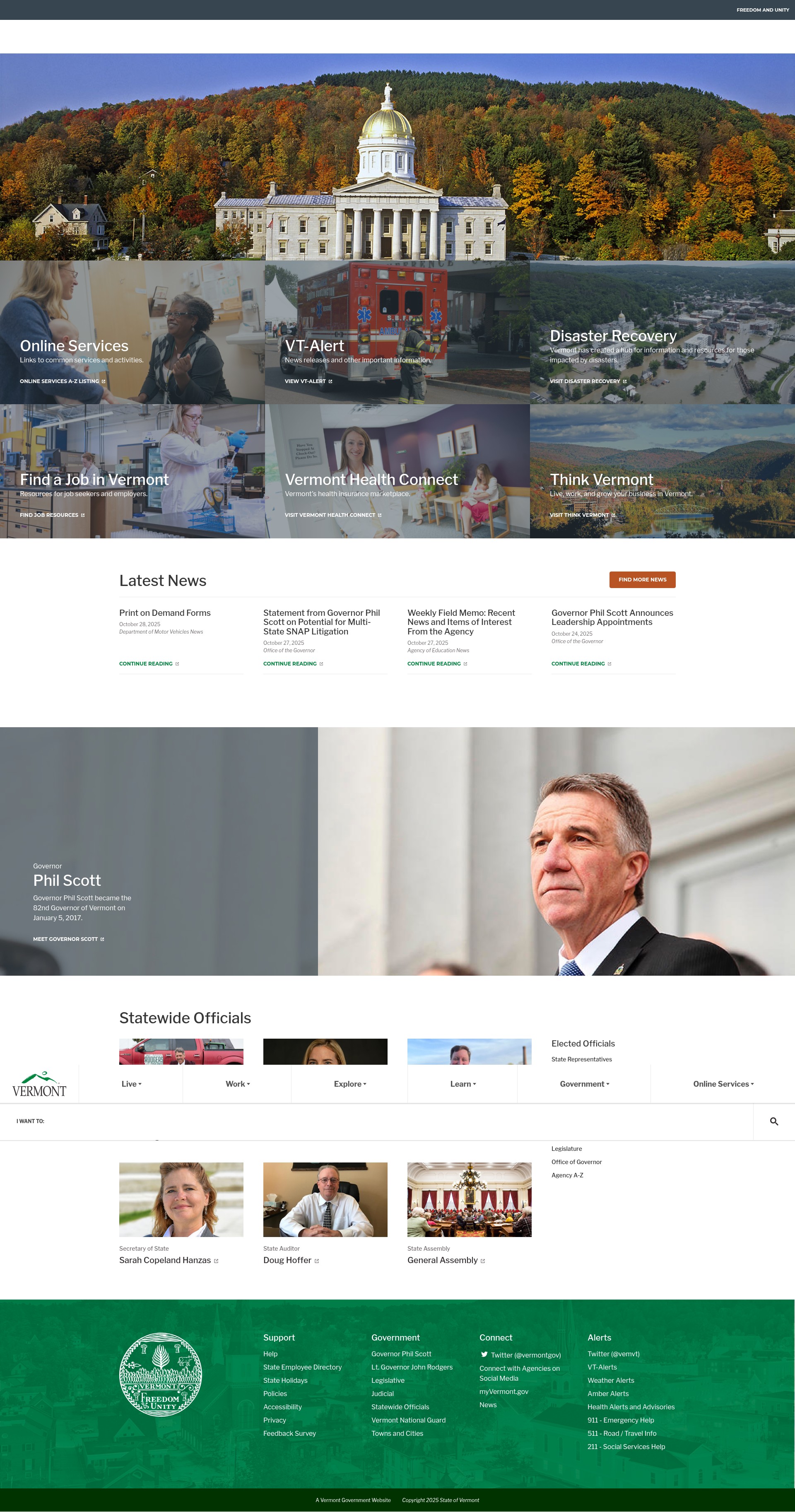 Screenshot of vermont.gov