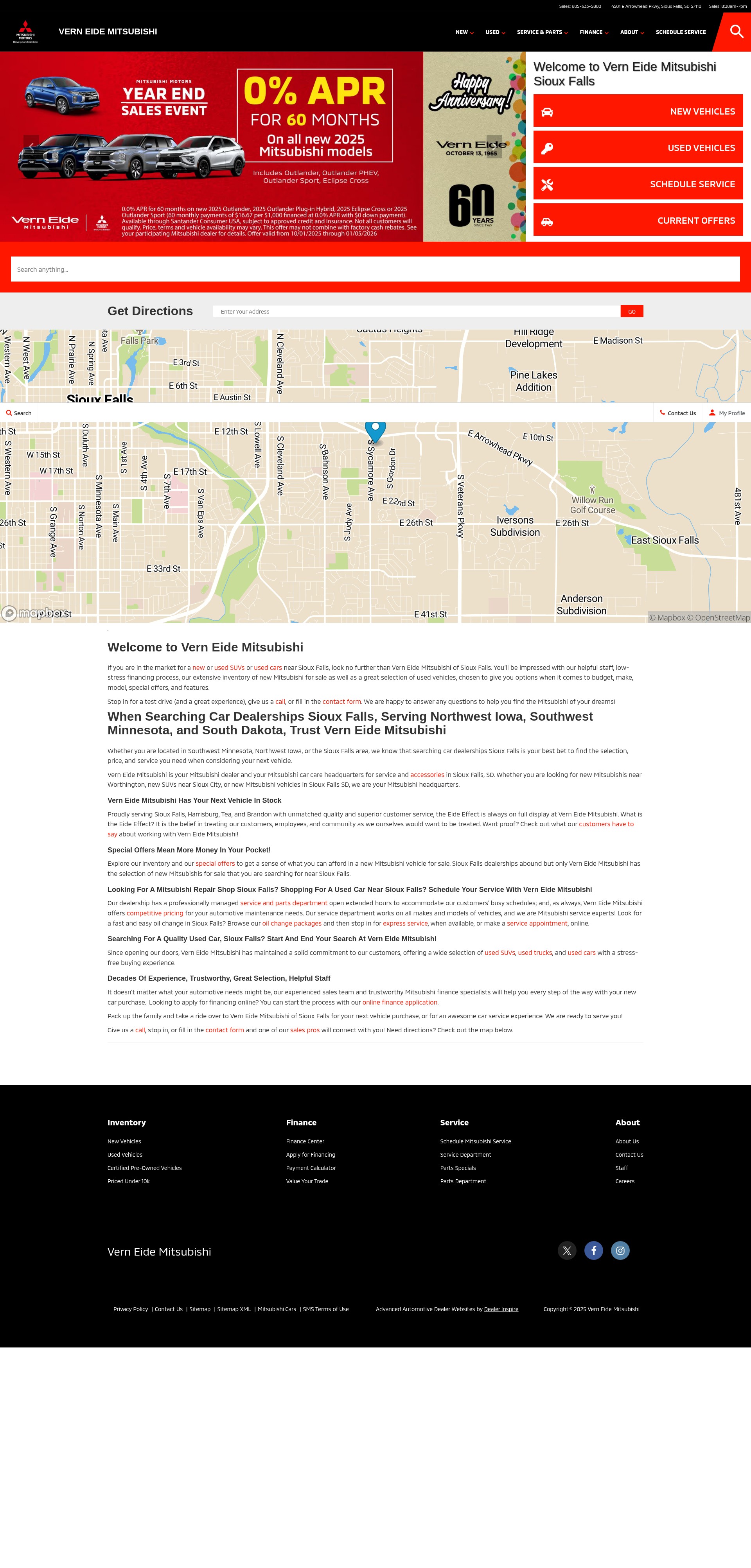 Screenshot of verneidemitsubishi.com