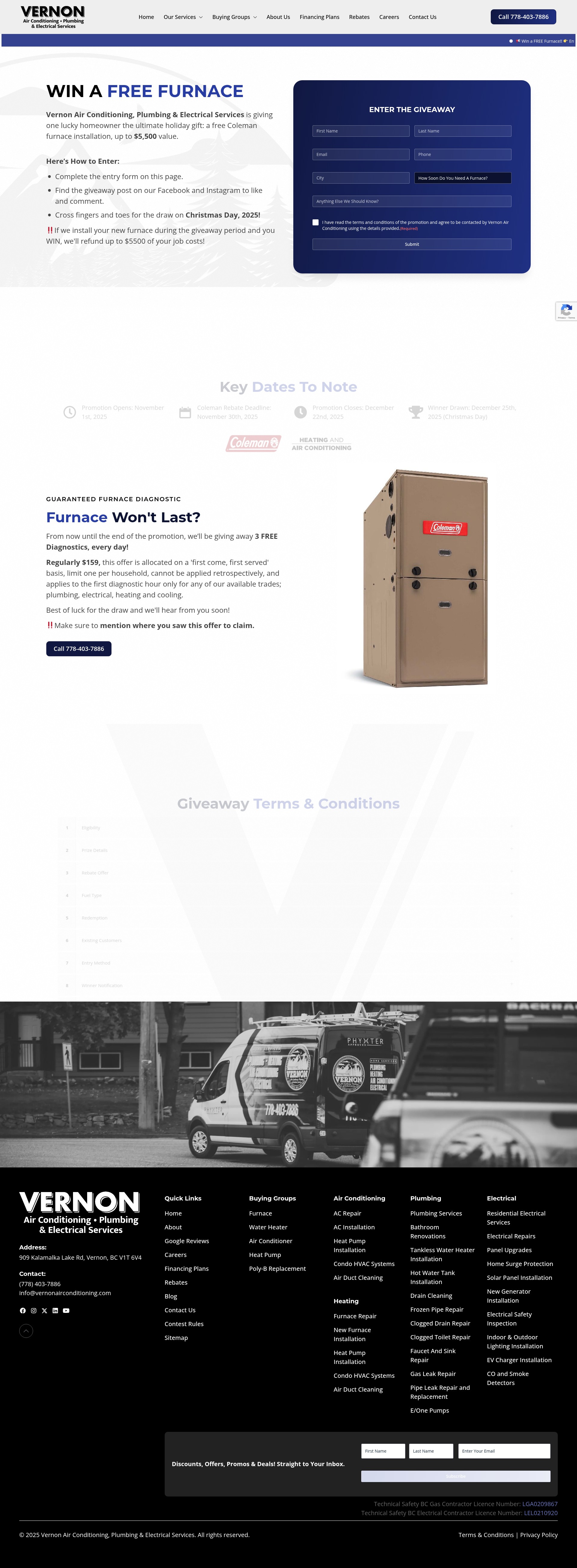 Screenshot of vernonairconditioning.com