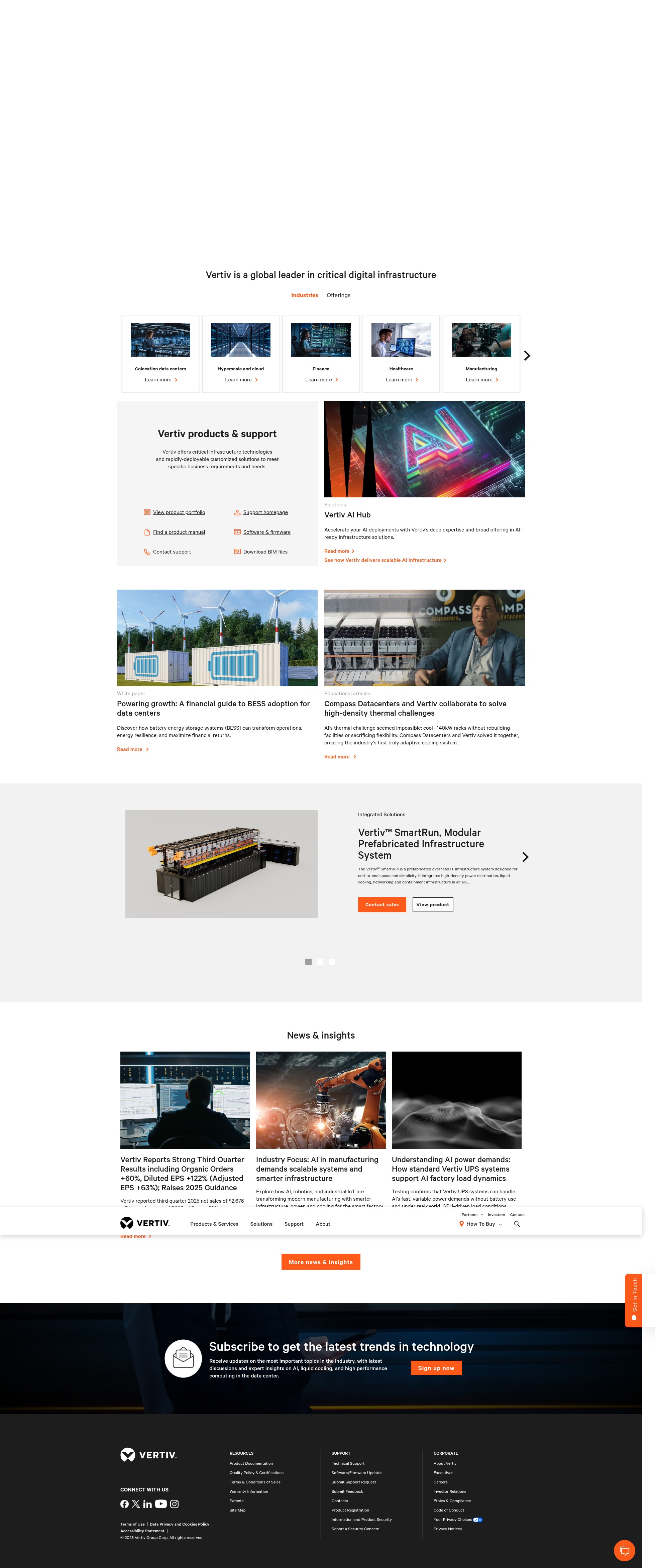 Screenshot of vertiv.com