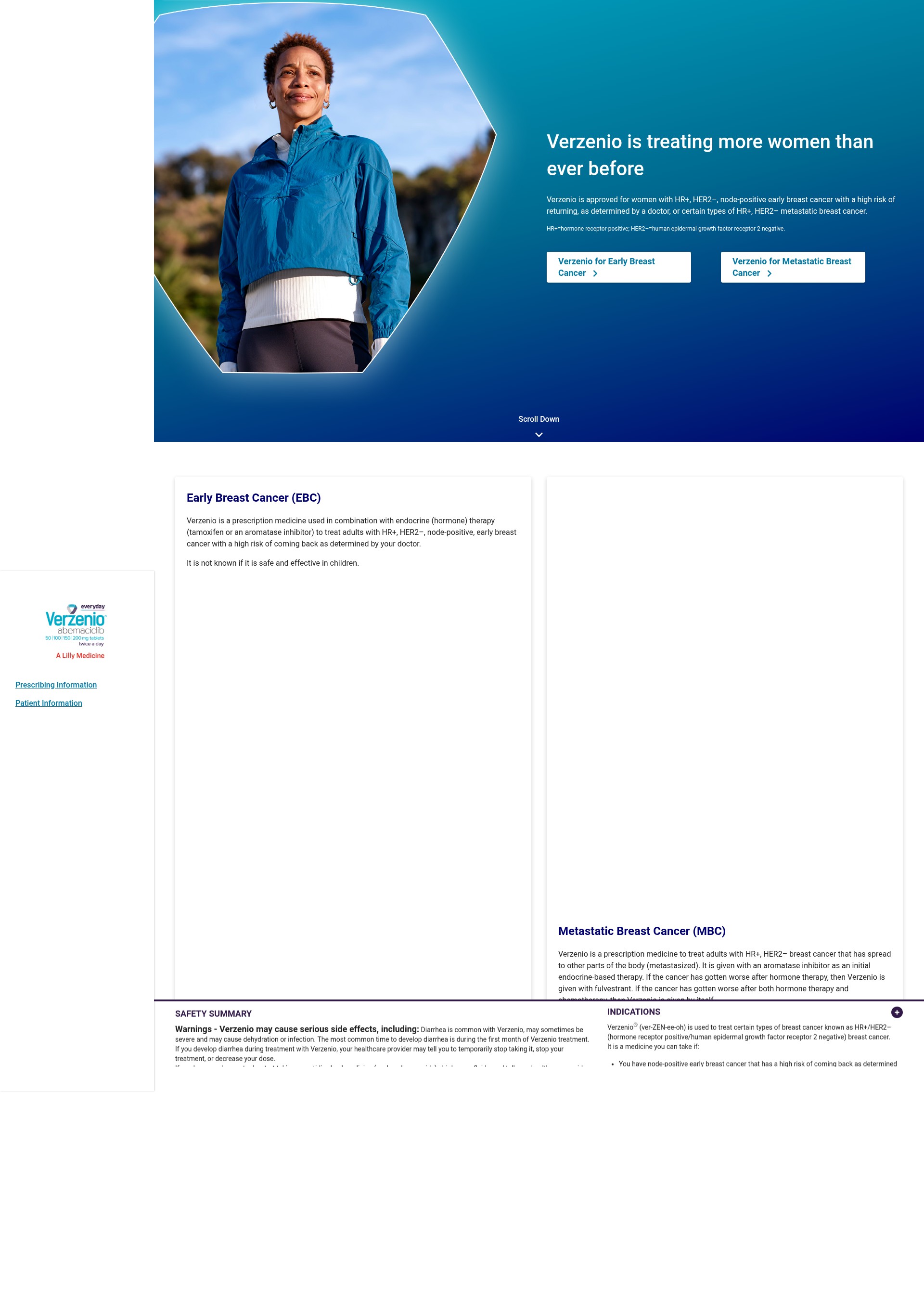 Screenshot of verzenio.com