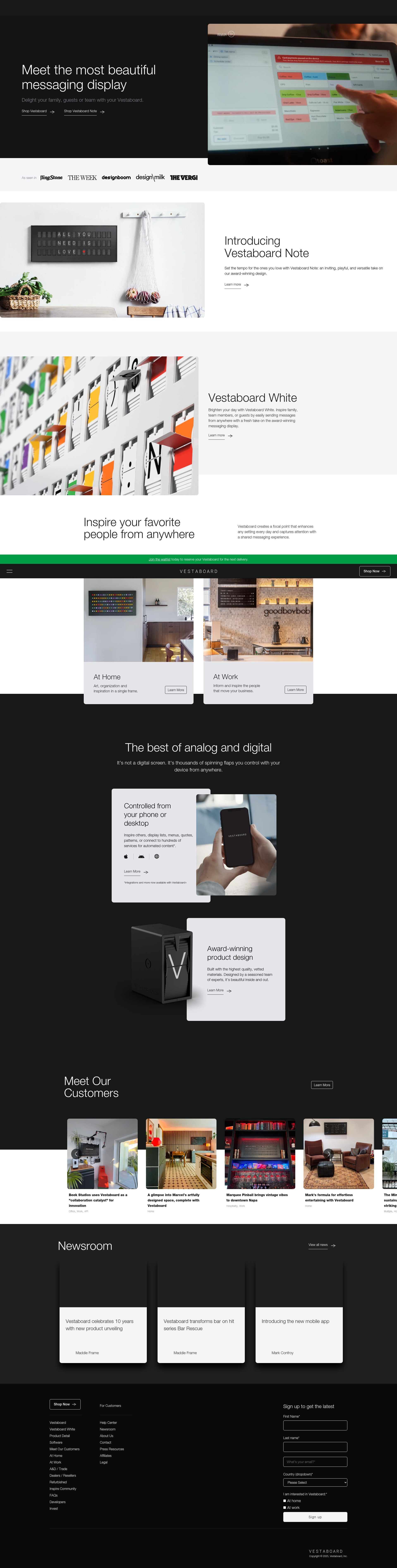 Screenshot of vestaboard.com
