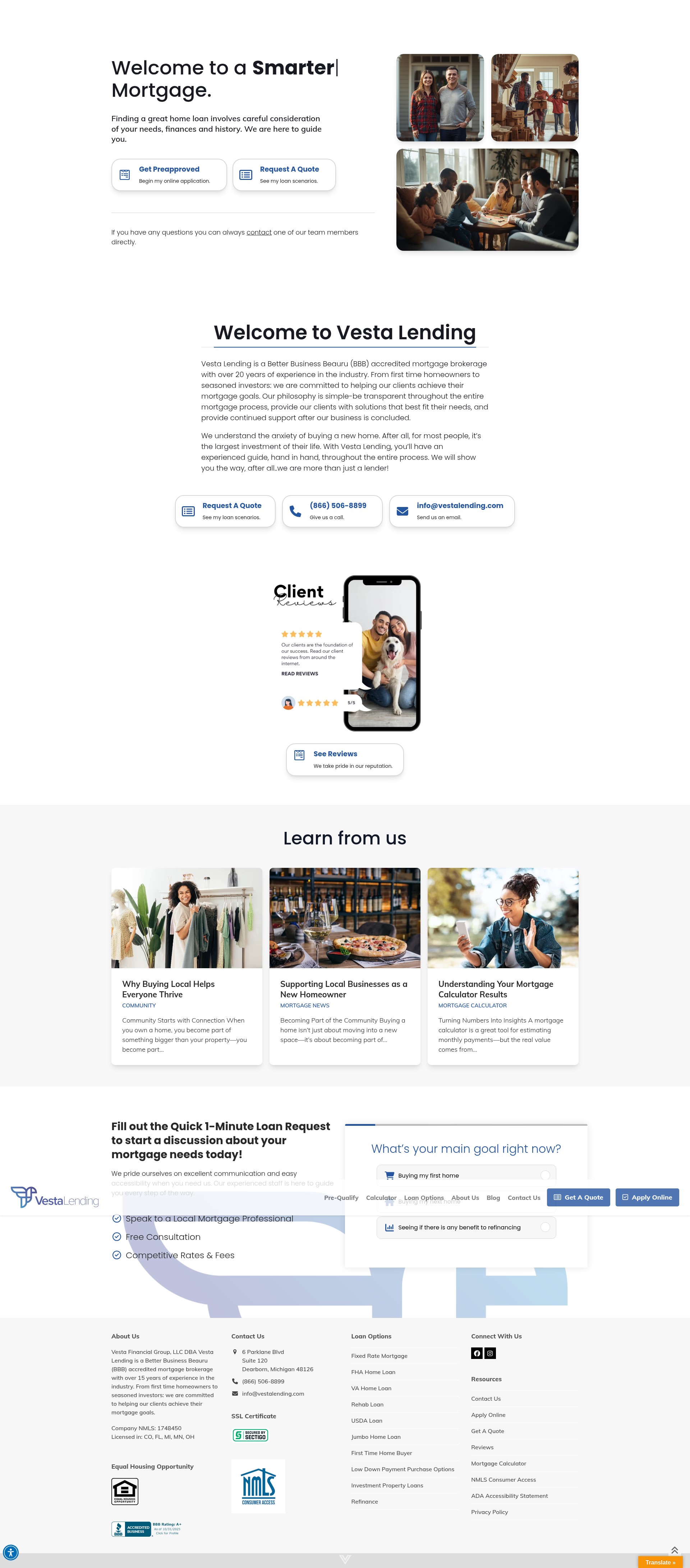 Screenshot of vestalending.com