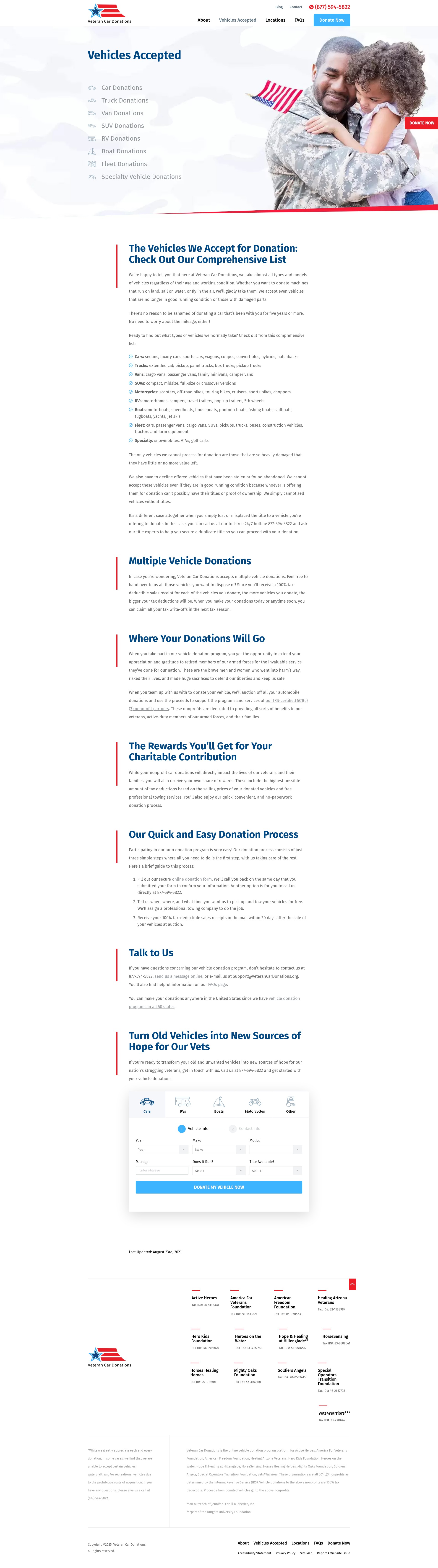 Screenshot of veterancardonations.org