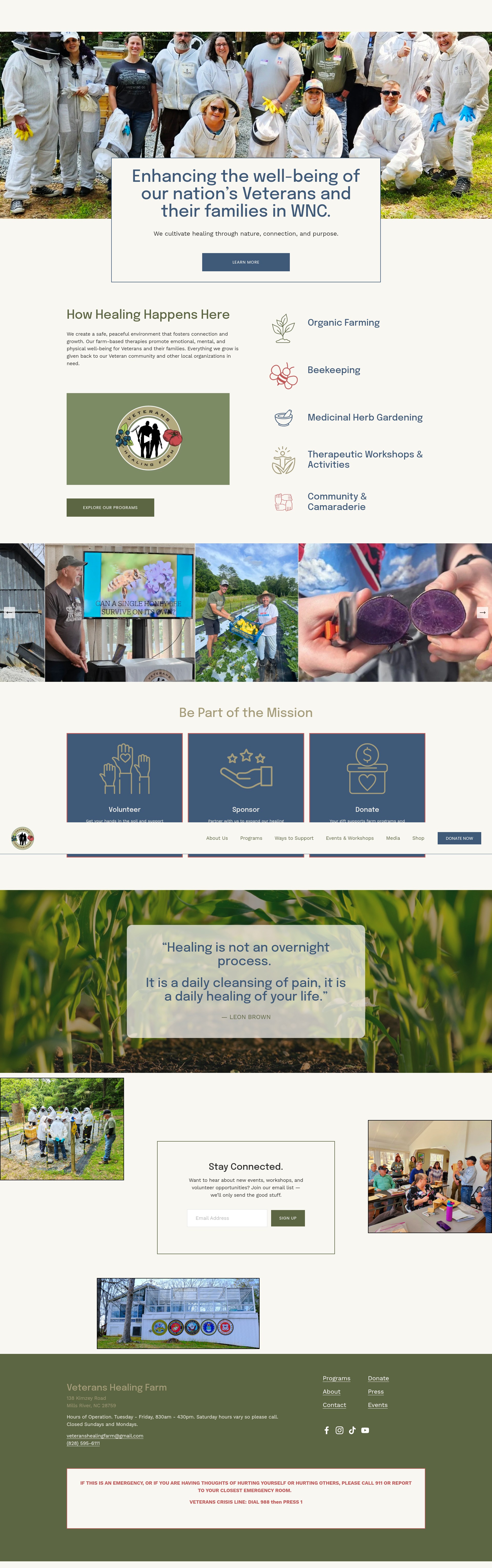 Screenshot of veteranshealingfarm.org