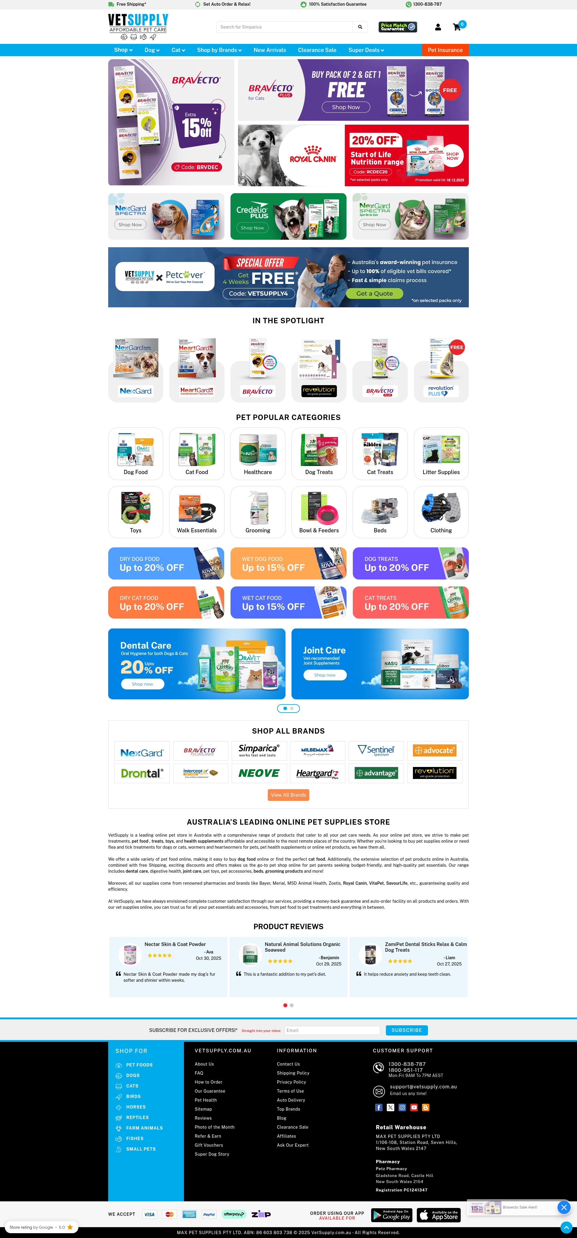 Screenshot of vetsupply.com.au
