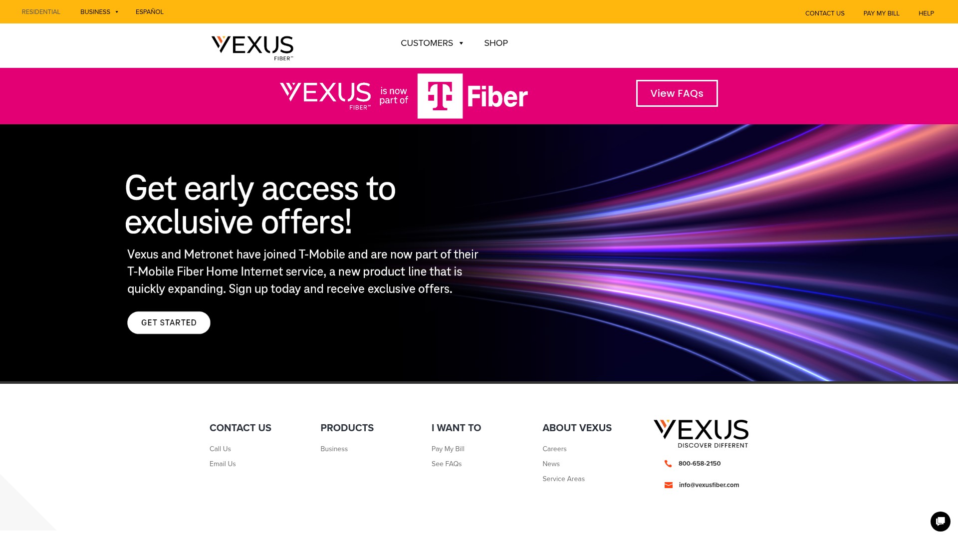 Screenshot of vexusfiber.com