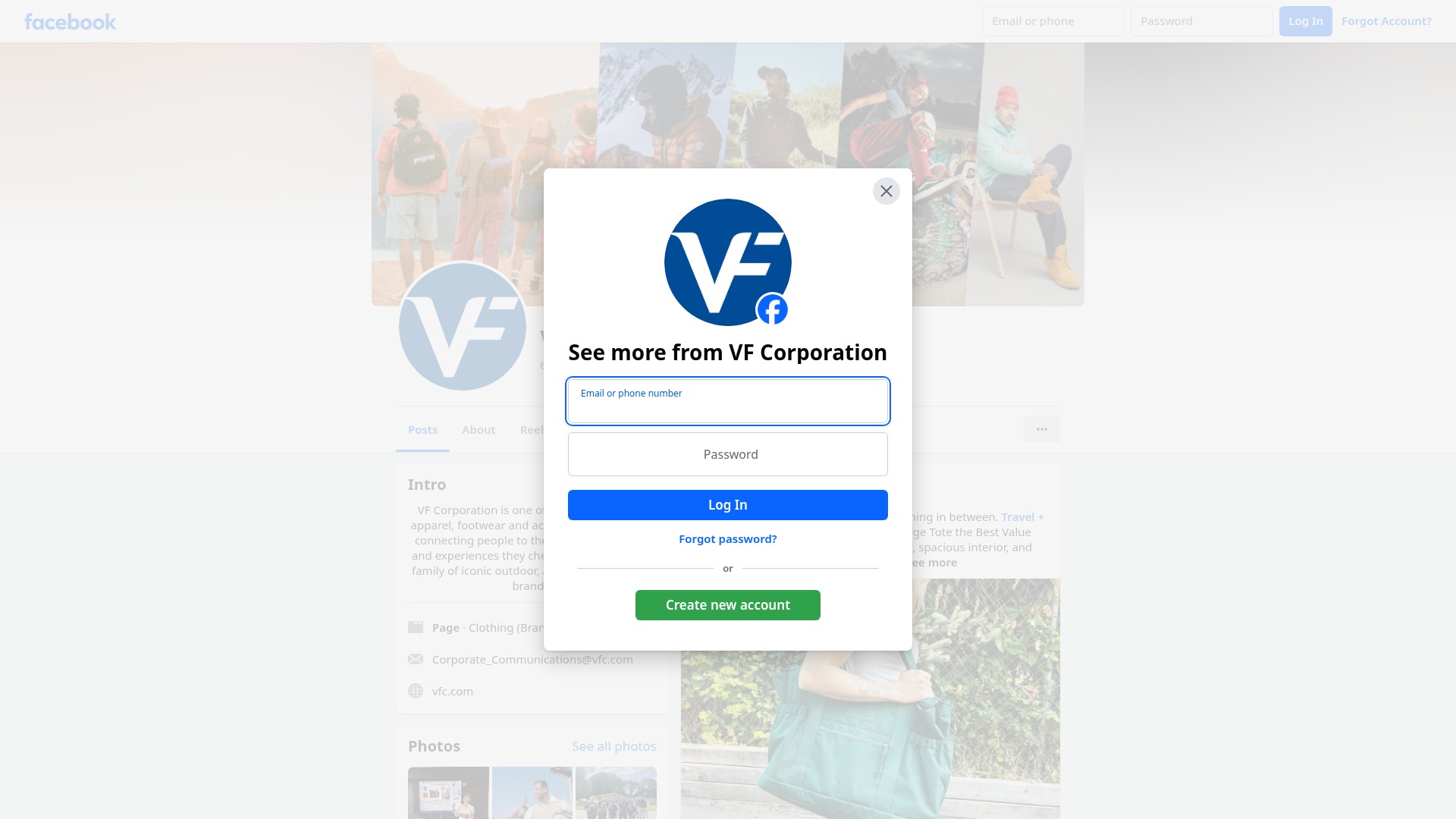Screenshot of vfc.com