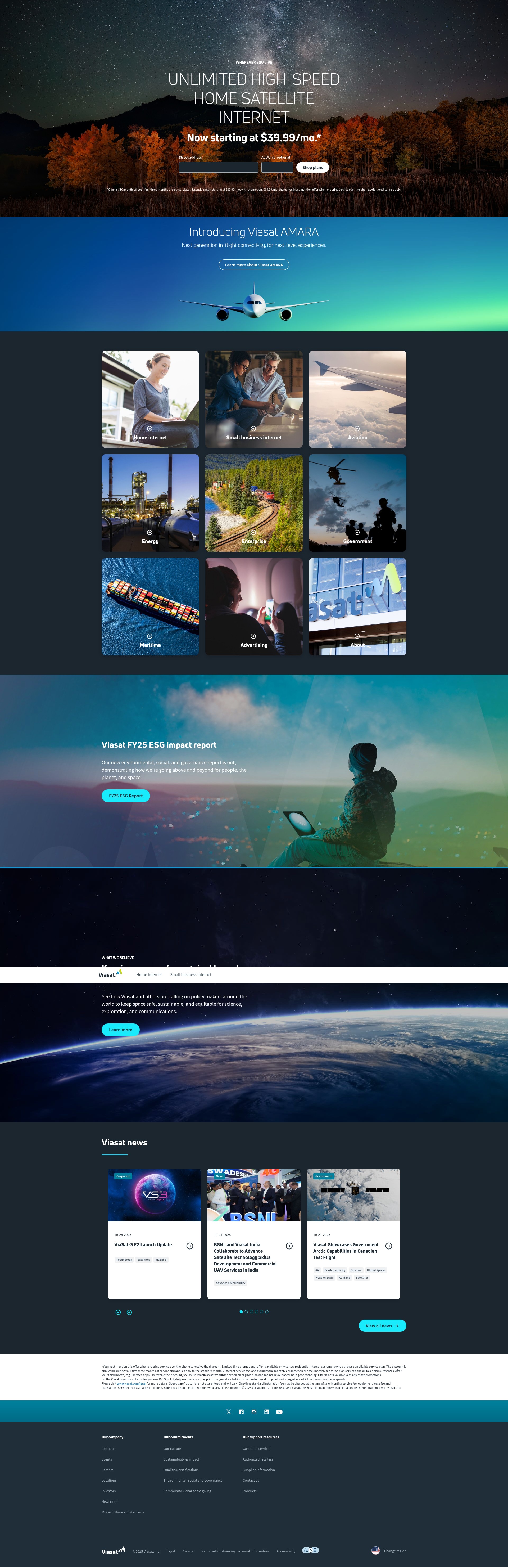 Screenshot of viasat.com