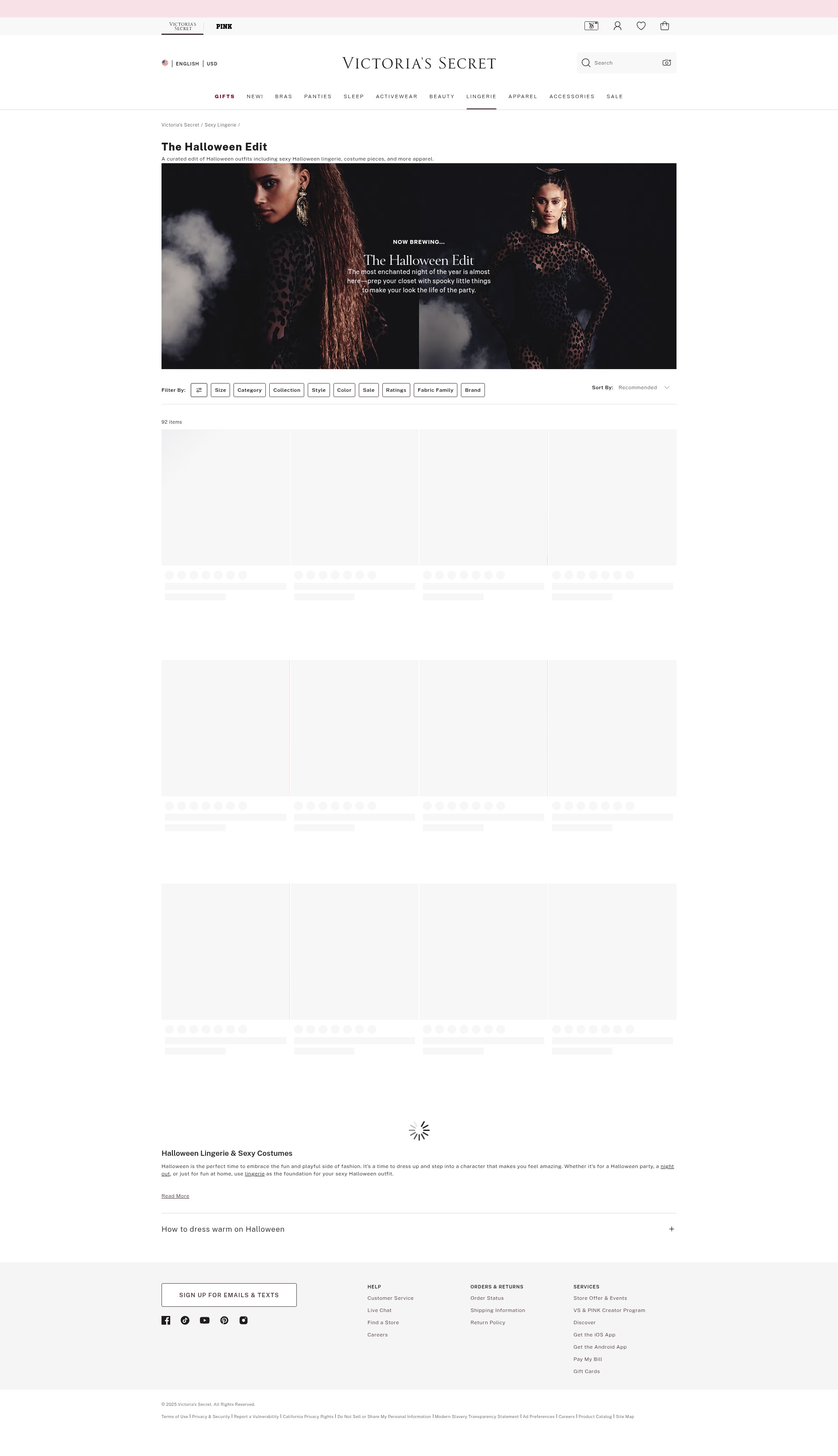 Screenshot of victoriassecret.com