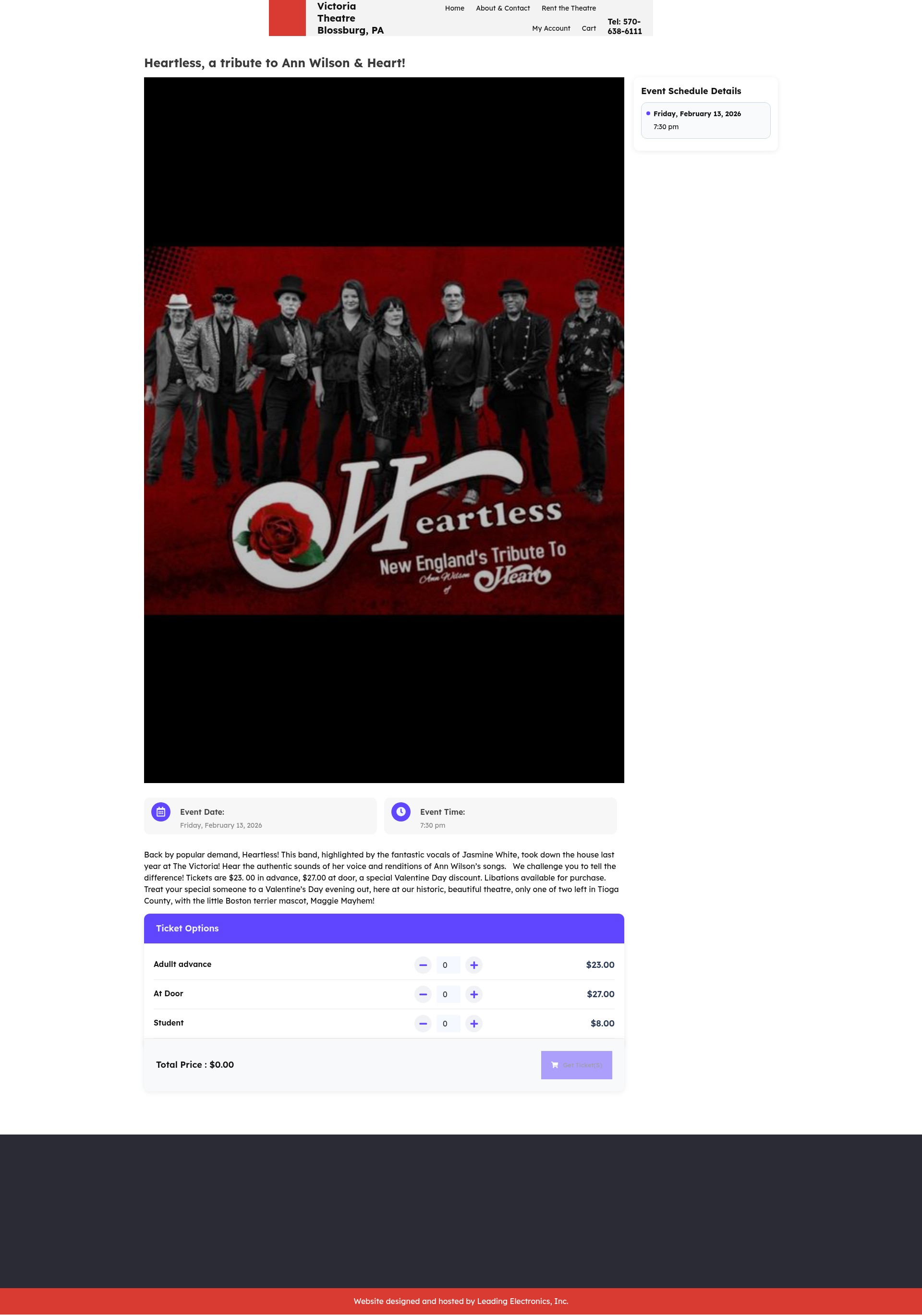Screenshot of victoriatheatreblossburg.com