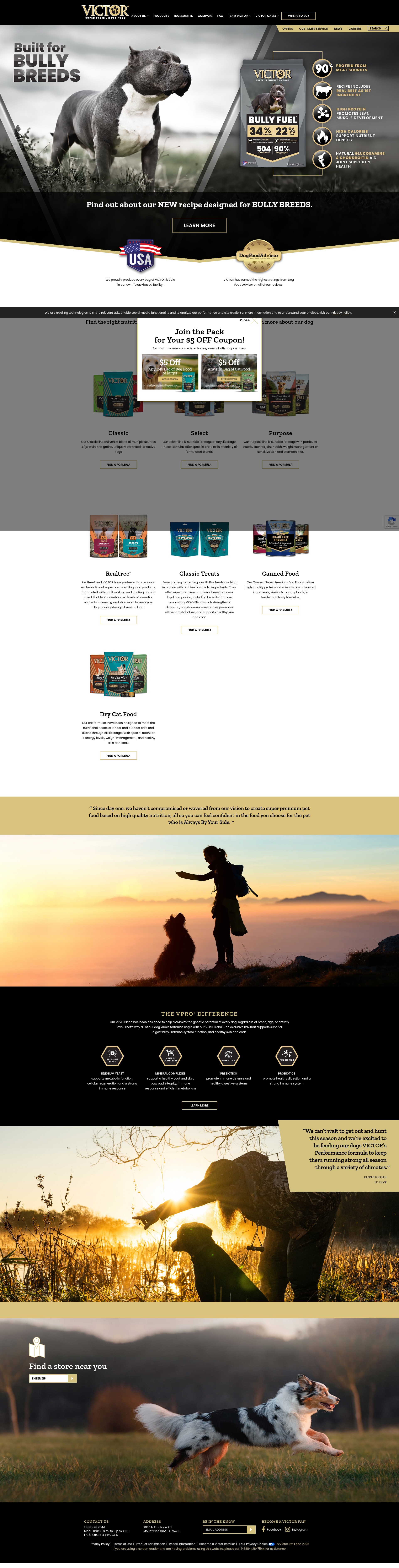 Screenshot of victorpetfood.com