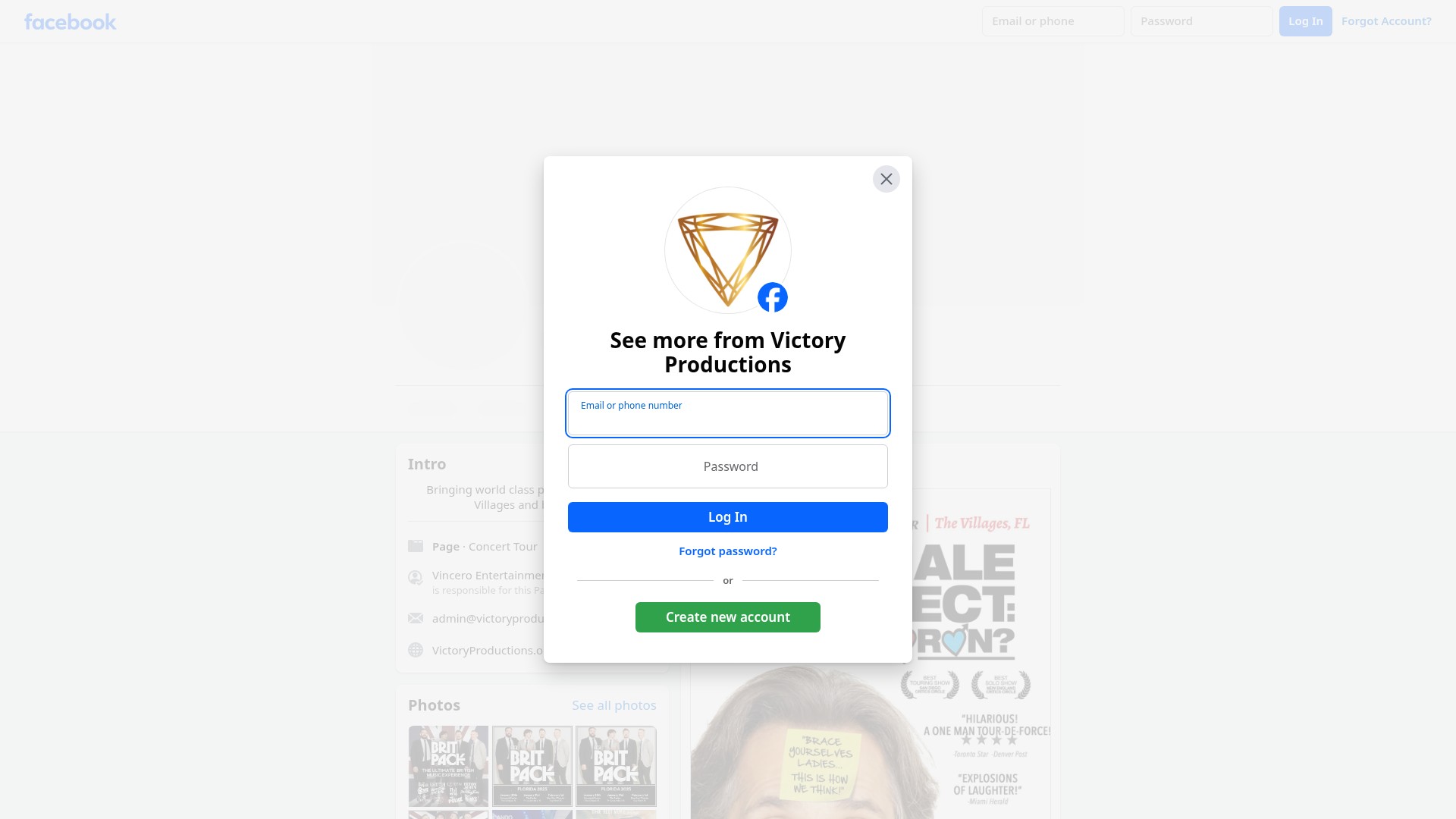 Screenshot of victoryproductions.org