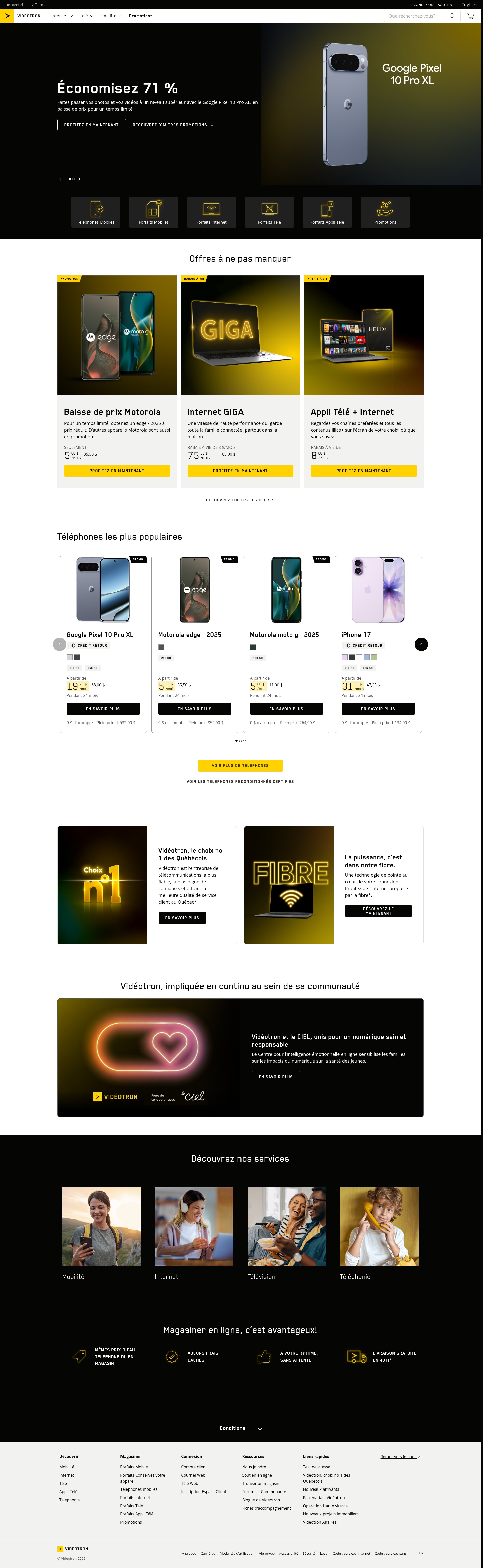 Screenshot of videotron.com