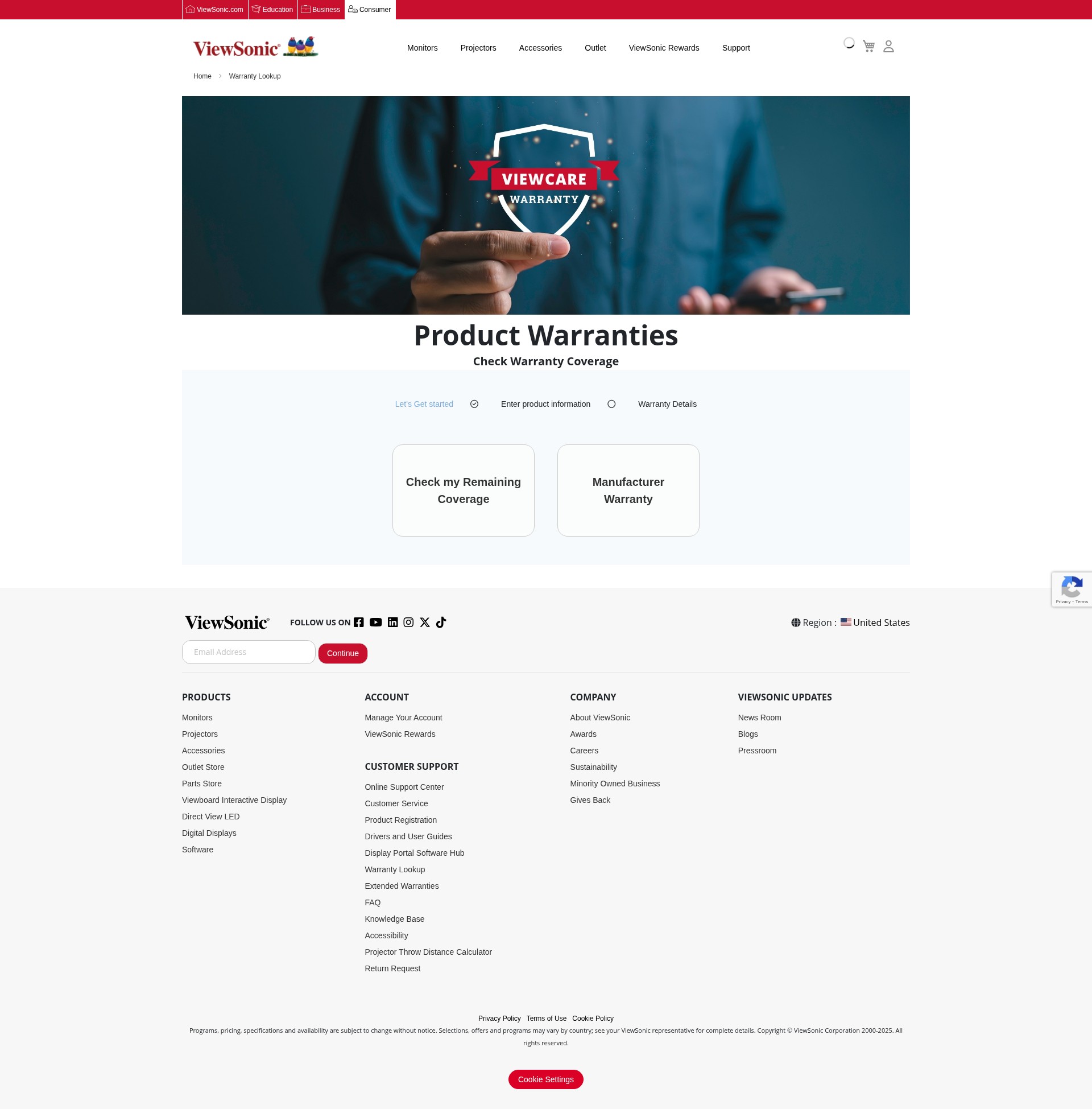 Screenshot of viewsonic.com