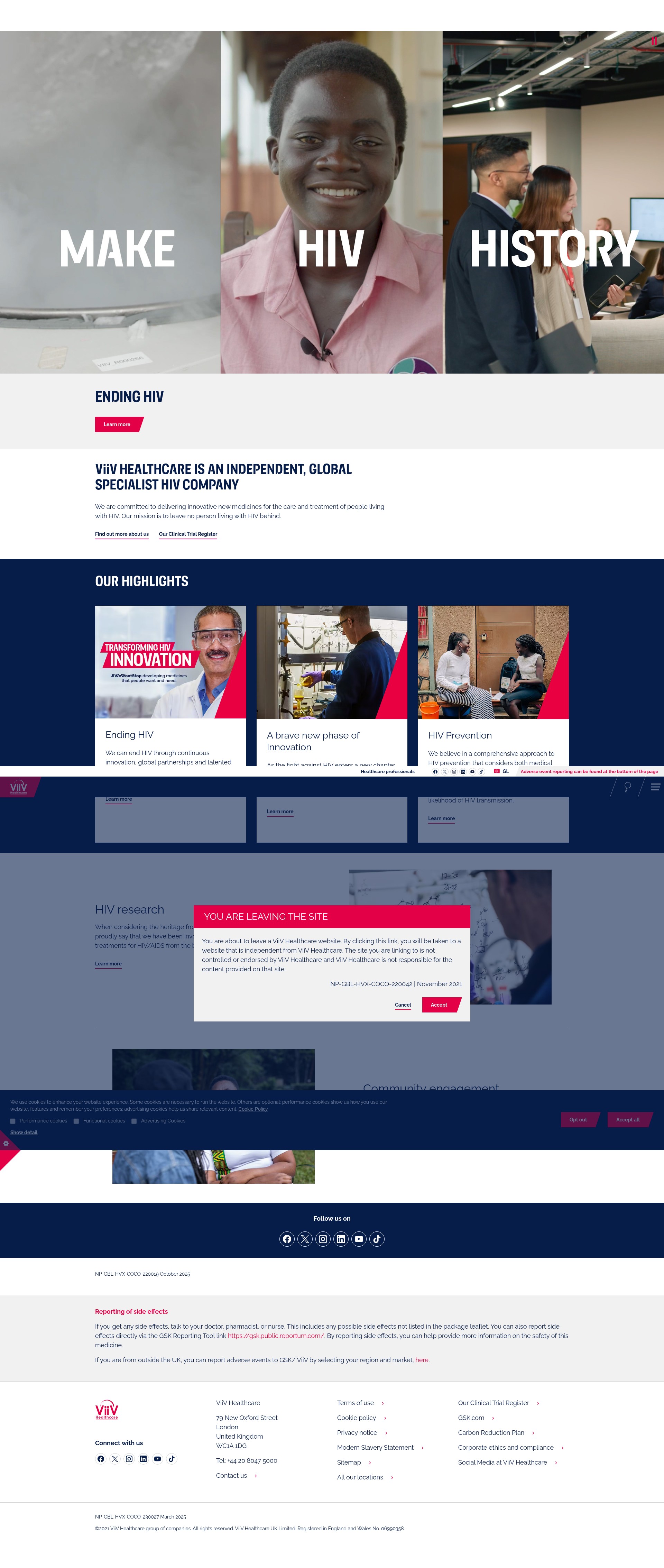 Screenshot of viivhealthcare.com