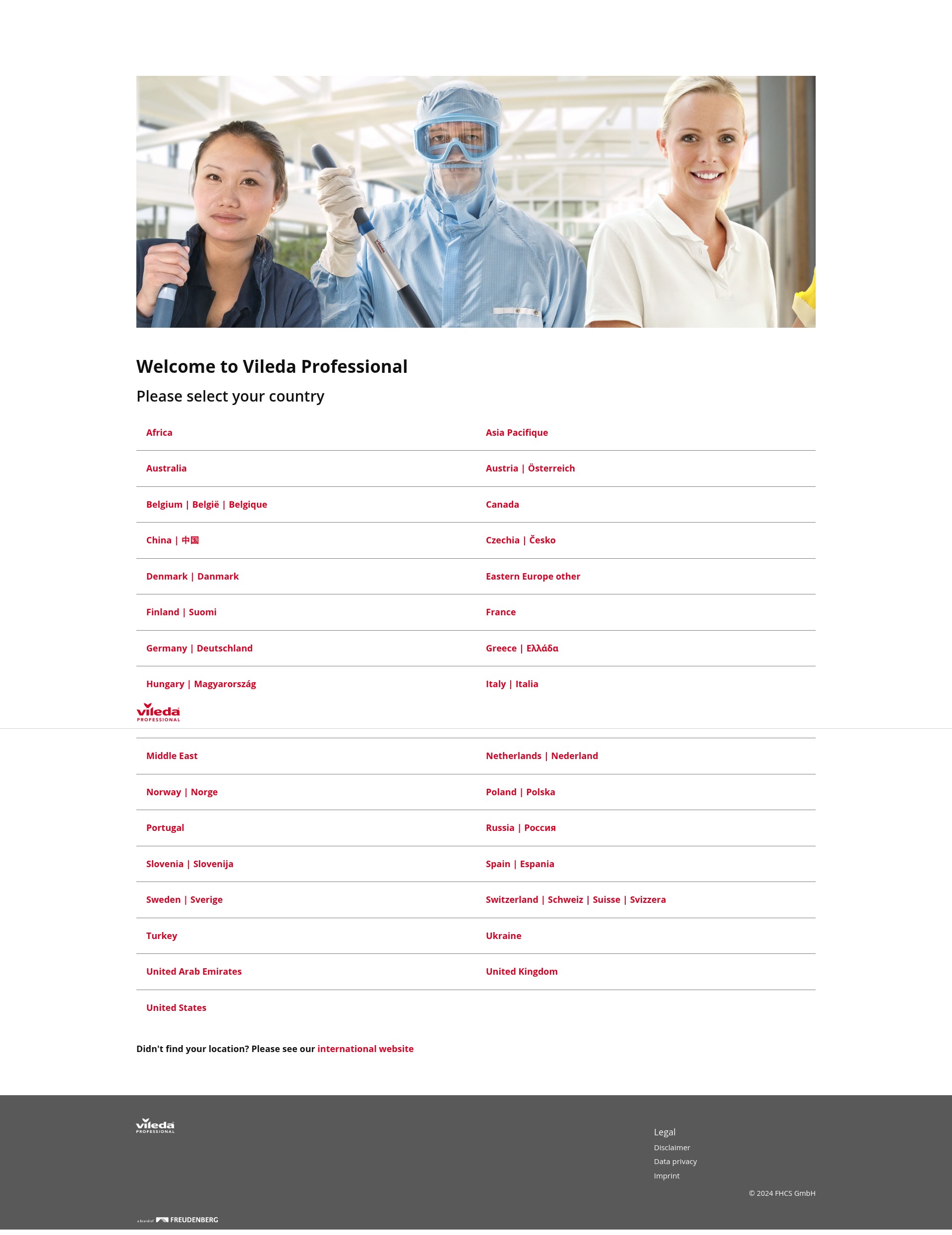 Screenshot of vileda-professional.com